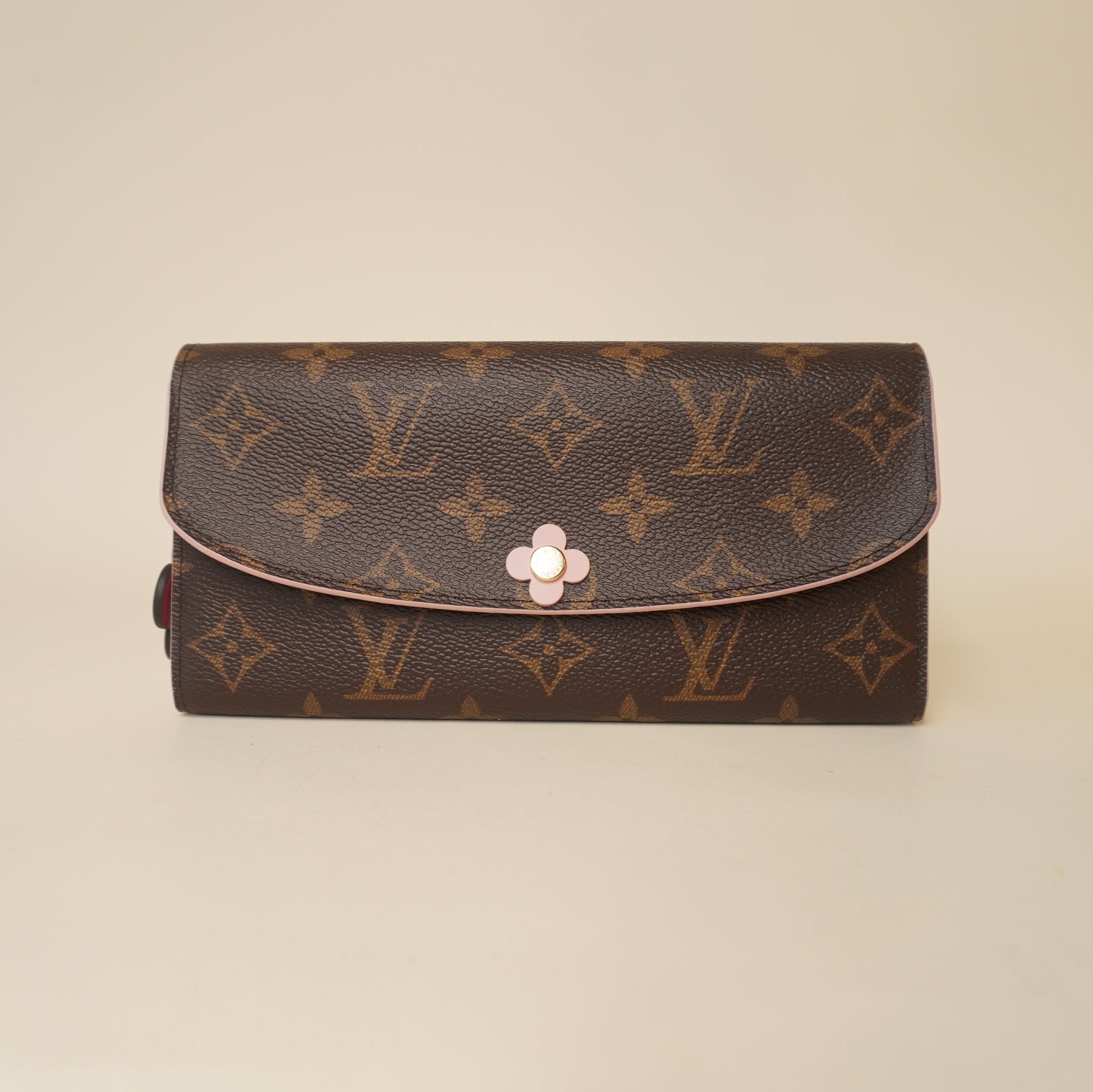 PRE-OWNED LV Monogram Bloom Flower Emilie Wallet Fuchsia