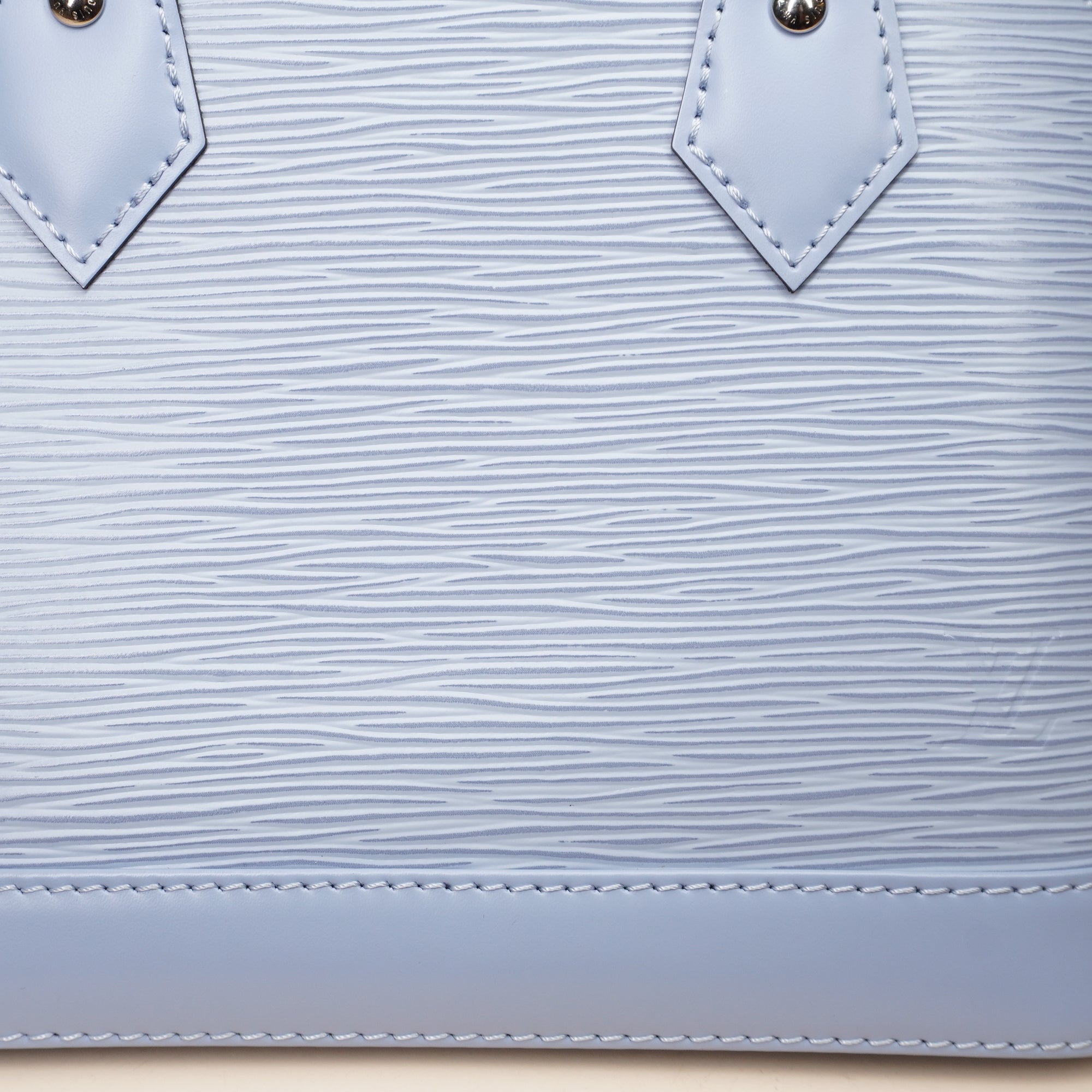 PRE-OWNED LV Bleu Nuage Epi Leather Alma BB Bag with Jacquard Strap