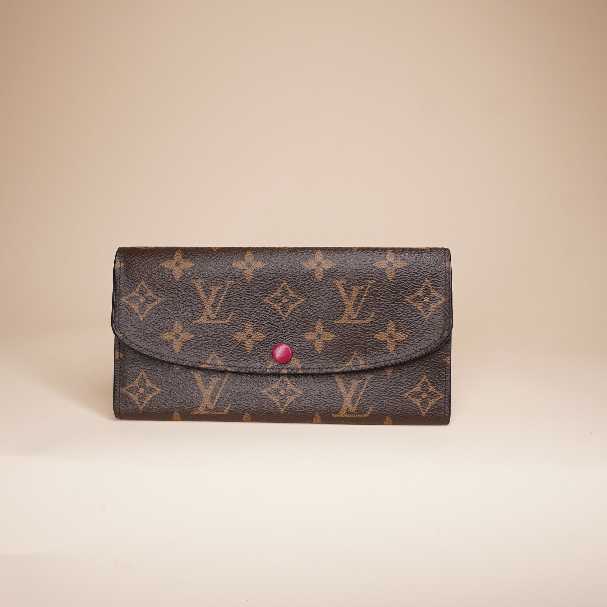 PRE-OWNED LV Monogram Canvas Fuchsia Emilie Wallet