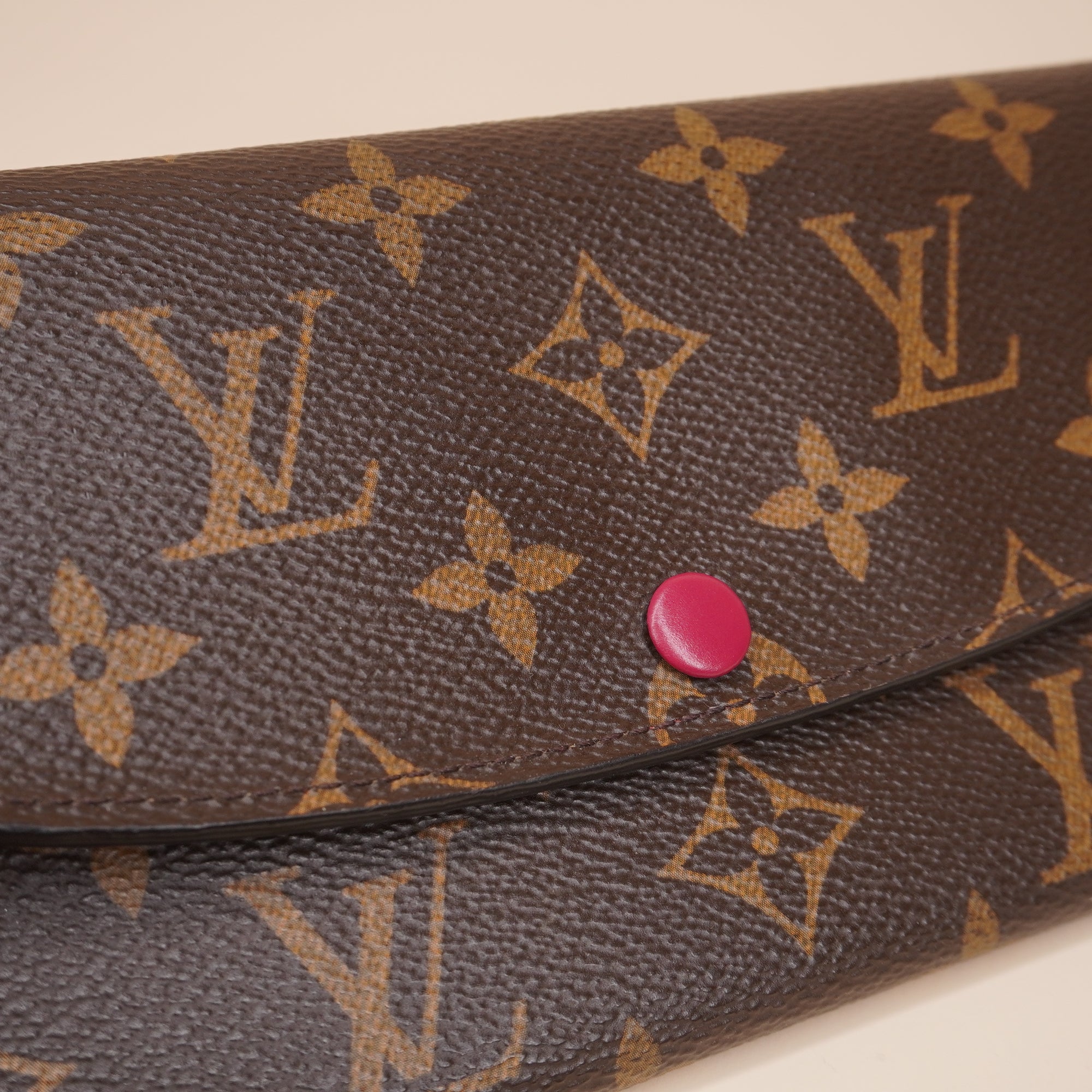 PRE-OWNED LV Monogram Canvas Fuchsia Emilie Wallet
