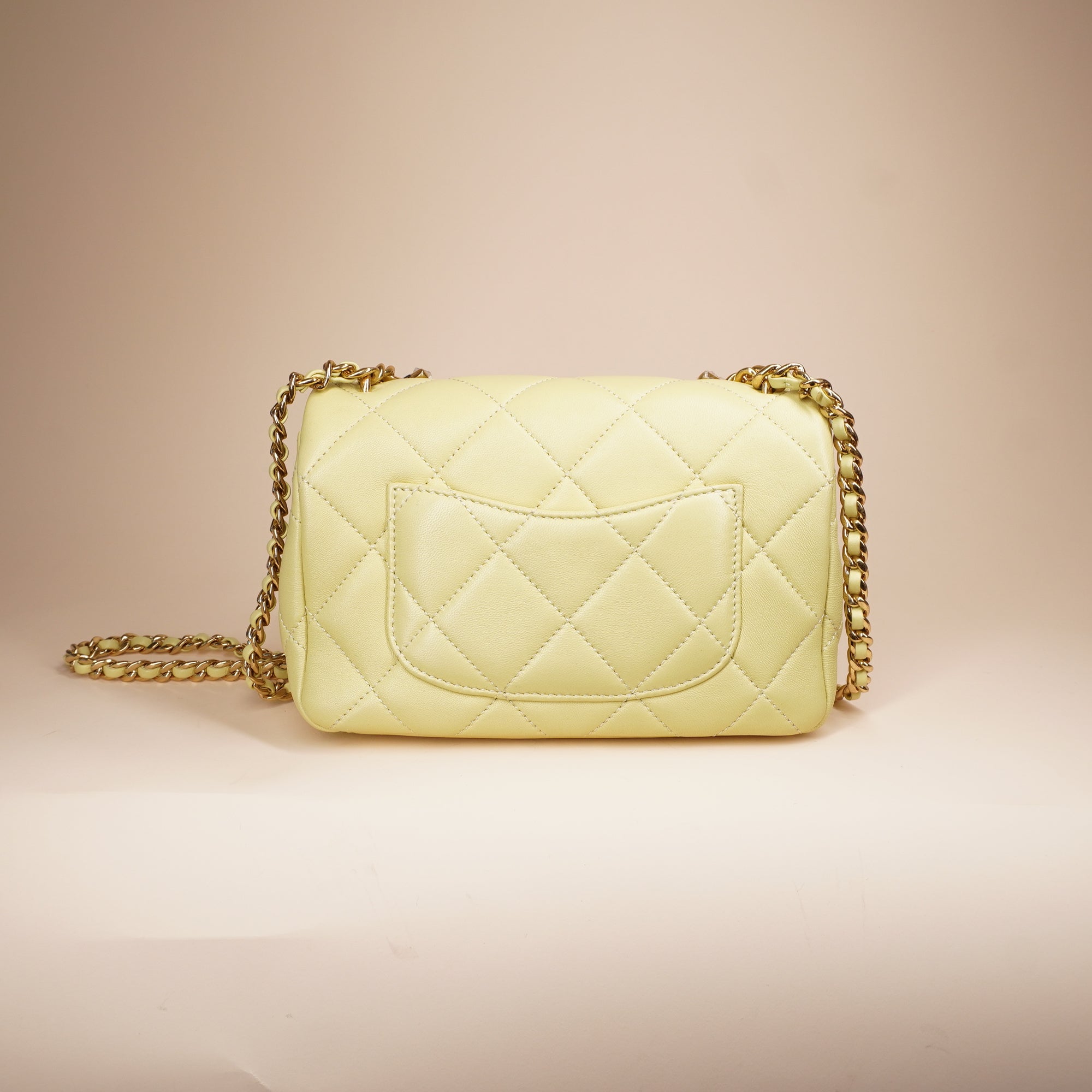 PRE-OWNED CC Small Flap Bag Butteryellow with Chain Top Handle
