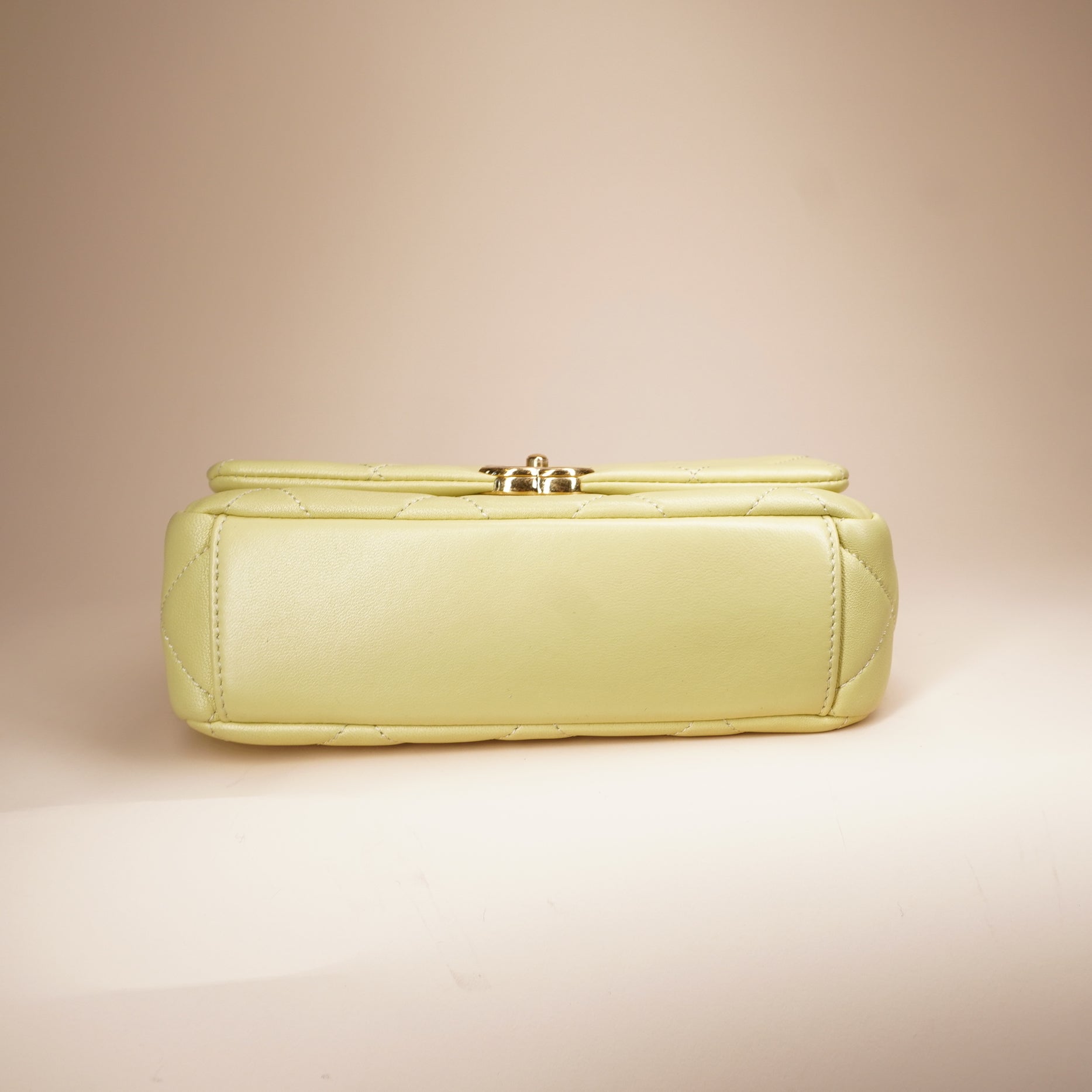 PRE-OWNED CC Small Flap Bag Butteryellow with Chain Top Handle
