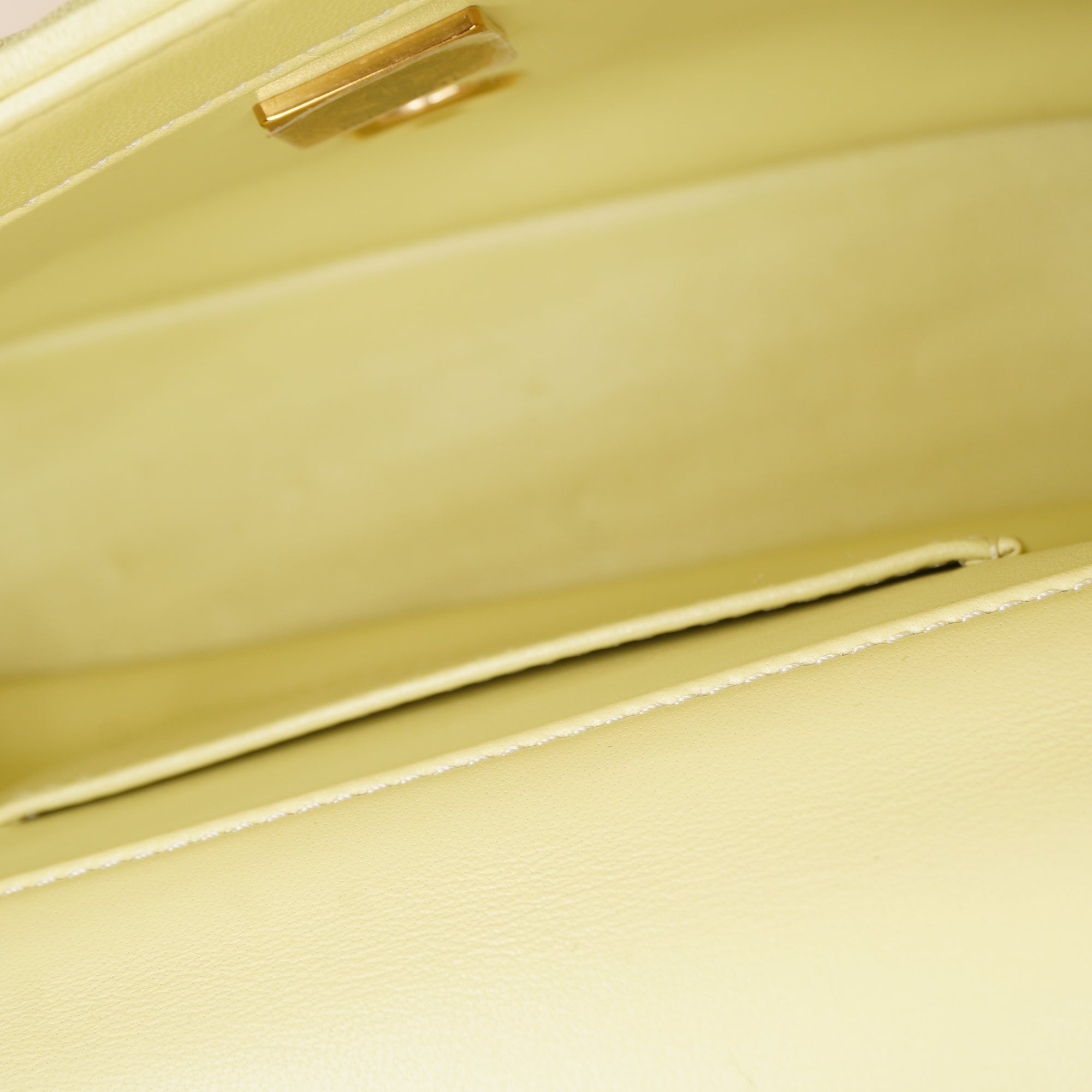 PRE-OWNED CC Small Flap Bag Butteryellow with Chain Top Handle