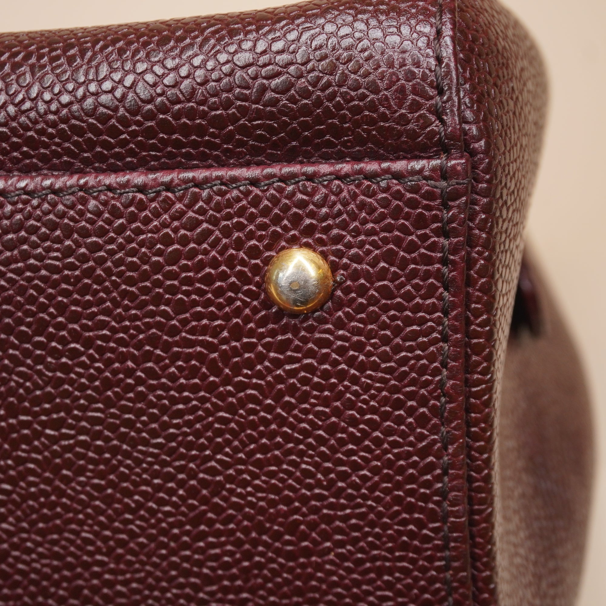 PRE-OWNED CC Burgundy Caviar Leather Vintage Timeless Shoulder Tote