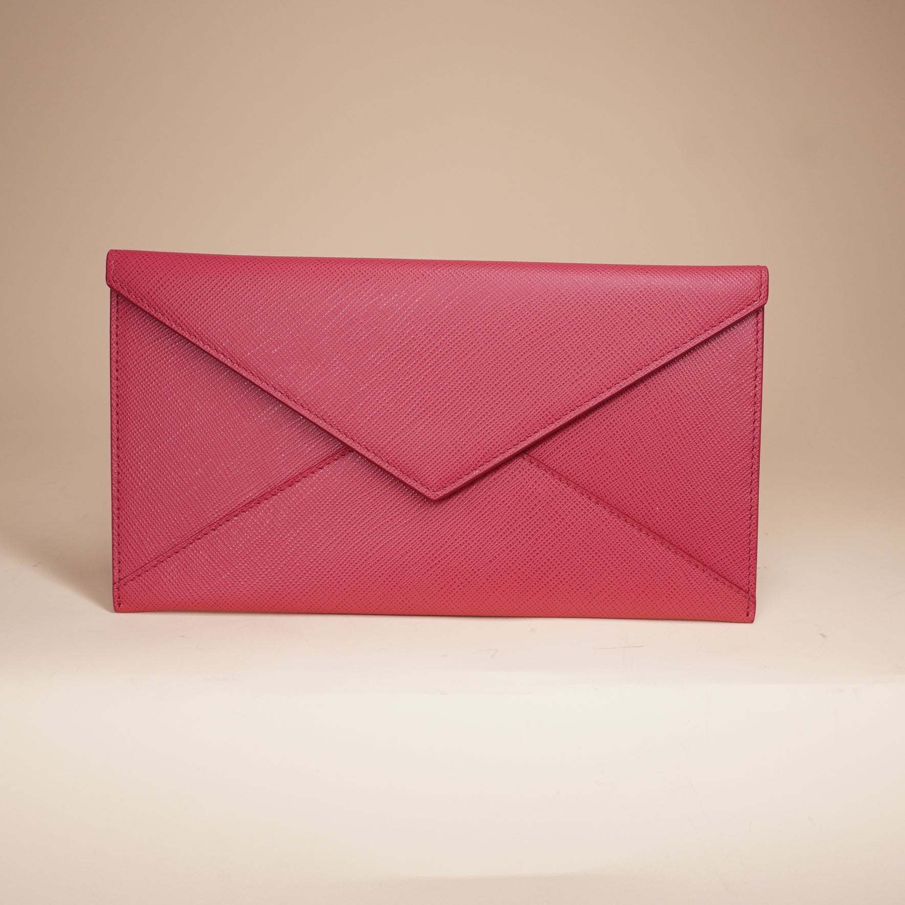 PRE-OWNED Red Saffiano Leather Clutch, Wallet, Coin Purse Set