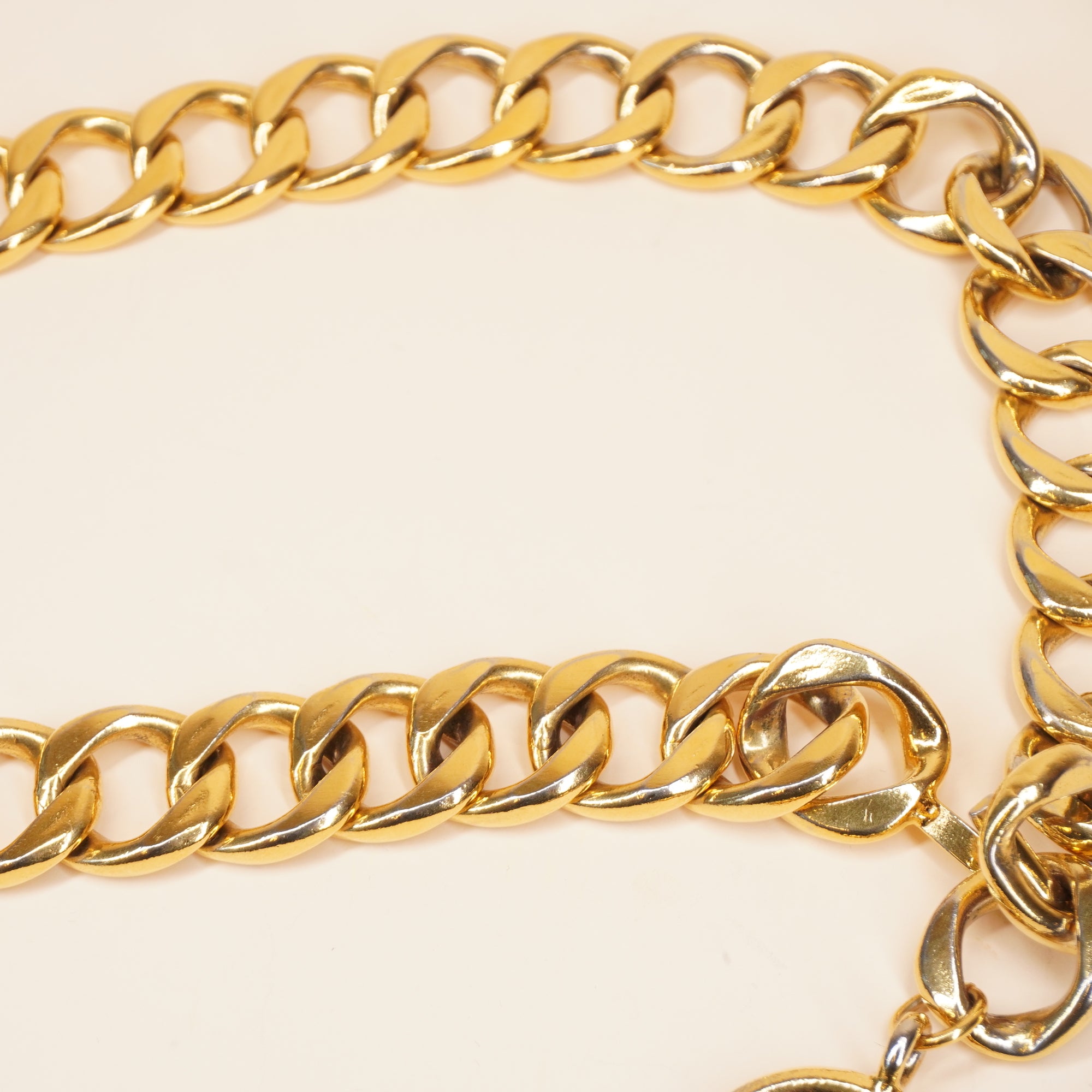 PRE-OWNED CC Gold Chain Belt with Medallion