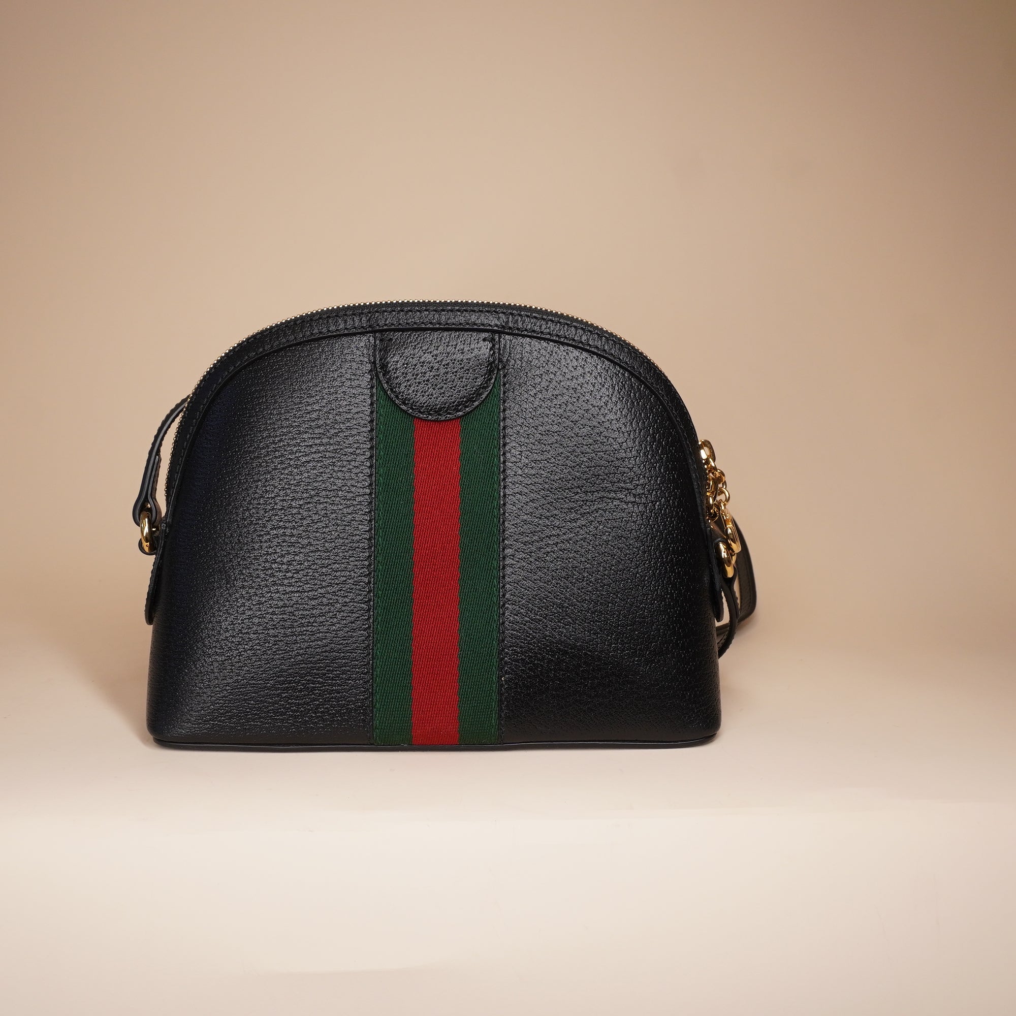 PRE-OWNED GG Calfskin Web Small Ophidia Dome Shoulder Bag Black
