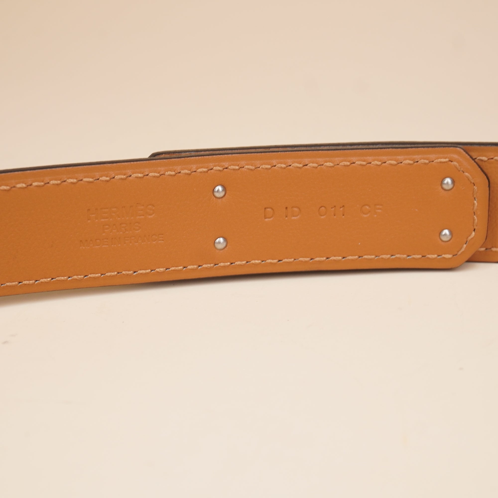 PRE-OWNED Black Leather Kelly Belt with Silver-Tone Hardware