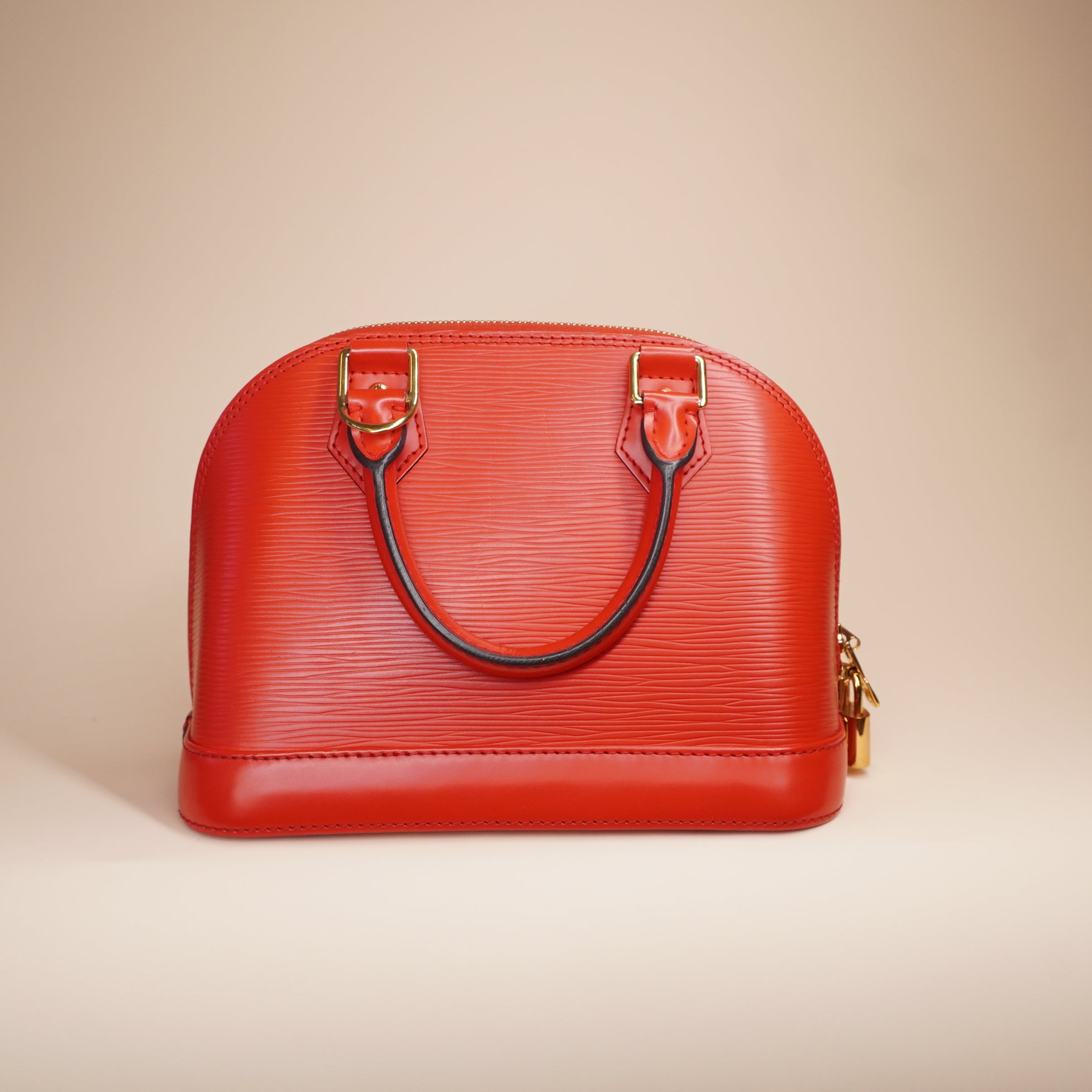 PRE-OWNED LV Red Epi Alma BB Limited Edition Floral Patchwork Shoulder Bag