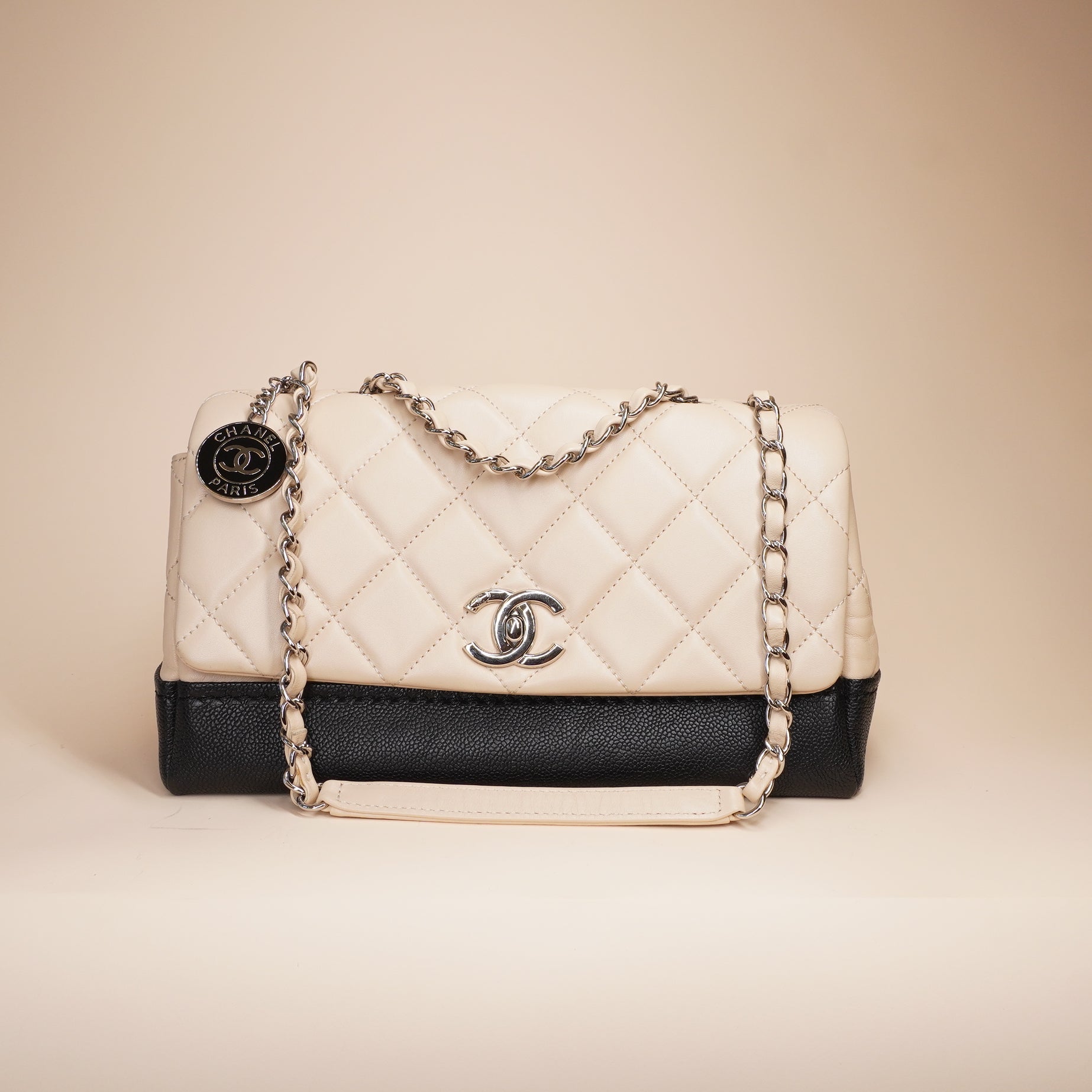 PRE-OWNED CC Gabrielle Two-Tone Flap Shoulder Bag 2014