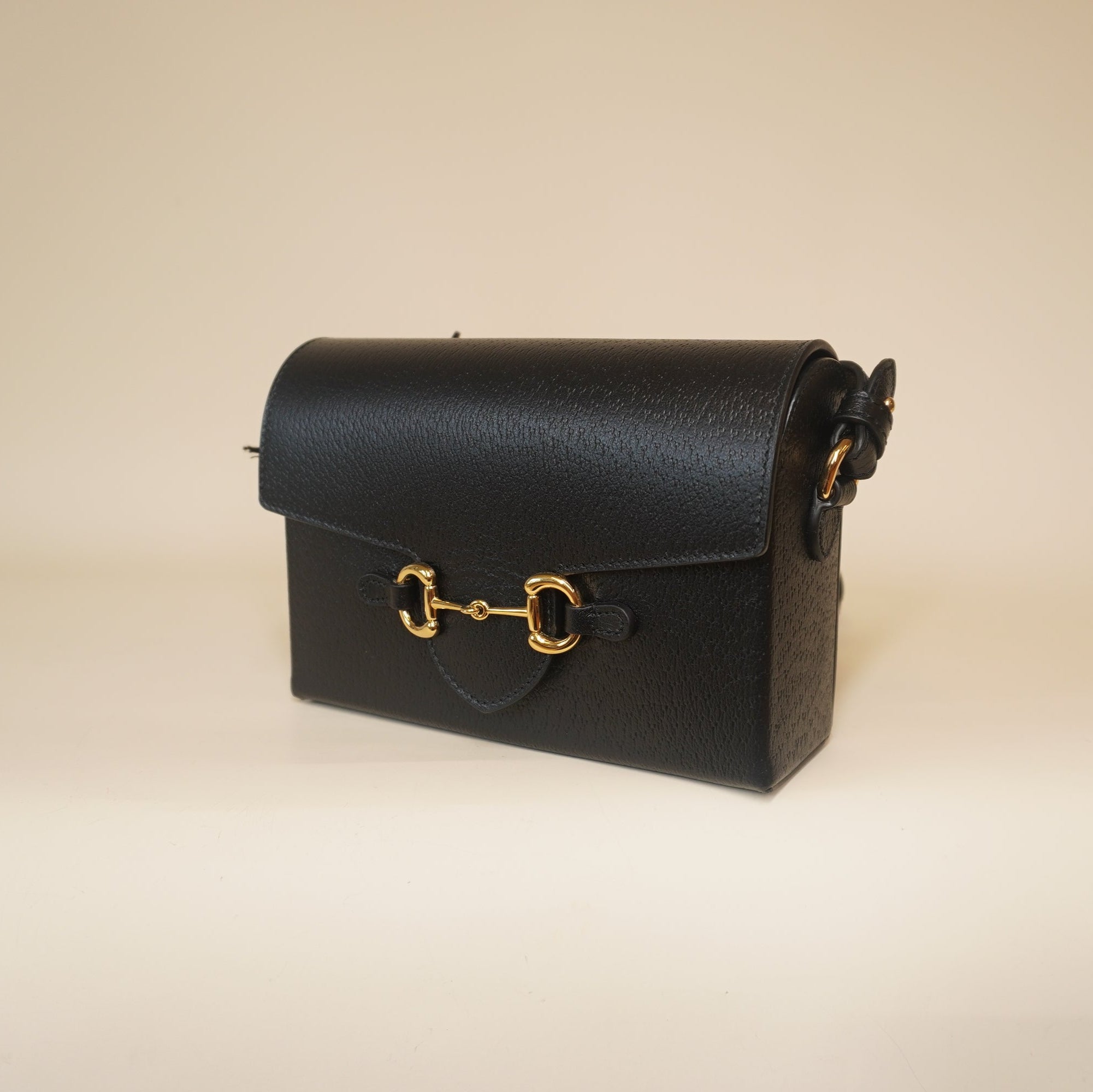 PRE-OWNED GG Black Calfskin Horsebit 1955 Shoulder Bag