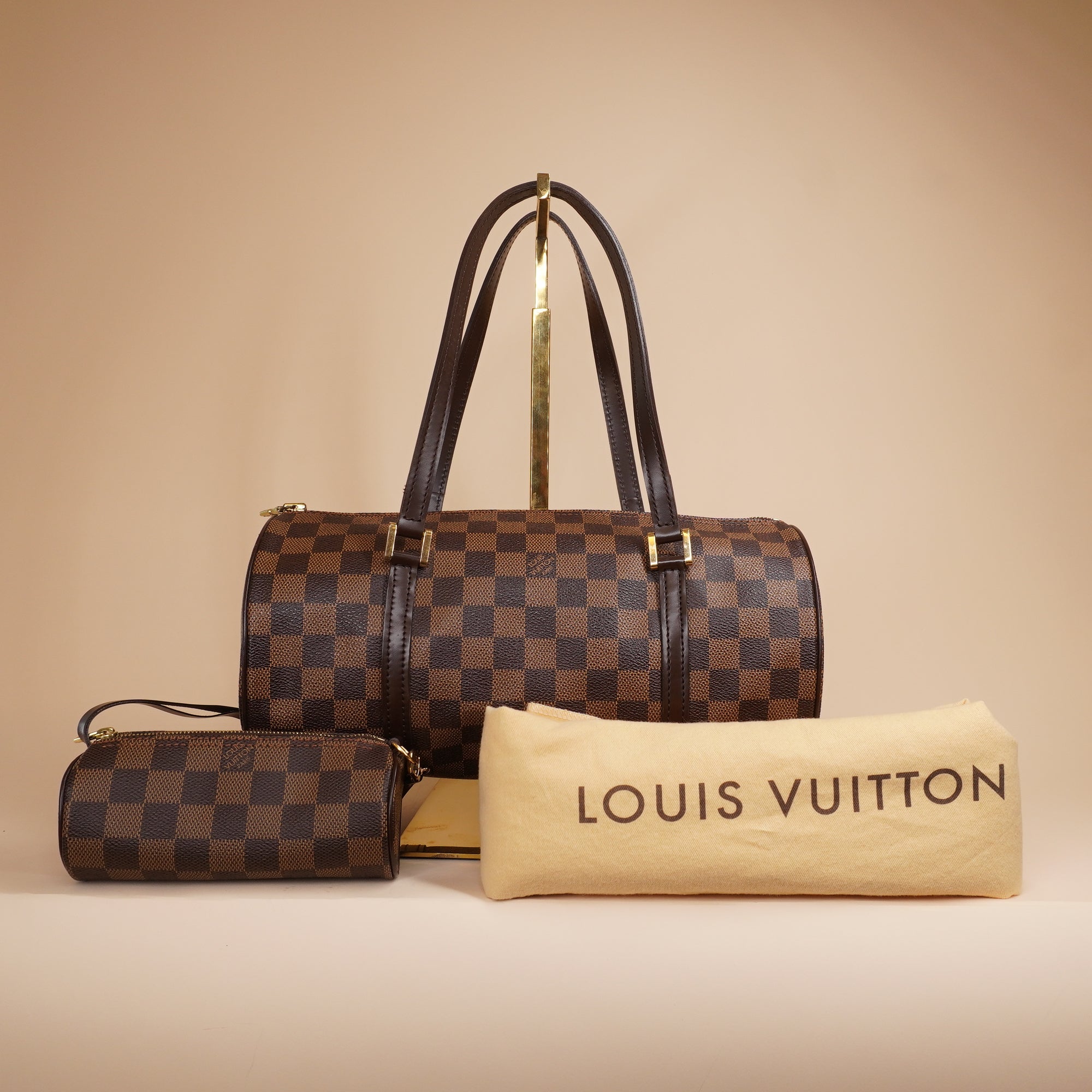 PRE-OWNED LV Damier Canvas Papillon 30 Bag with Pochette
