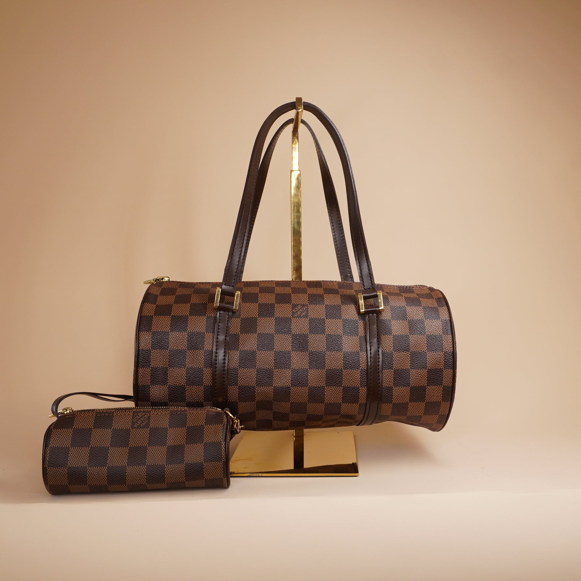 PRE-OWNED LV Damier Canvas Papillon 30 Bag with Pochette