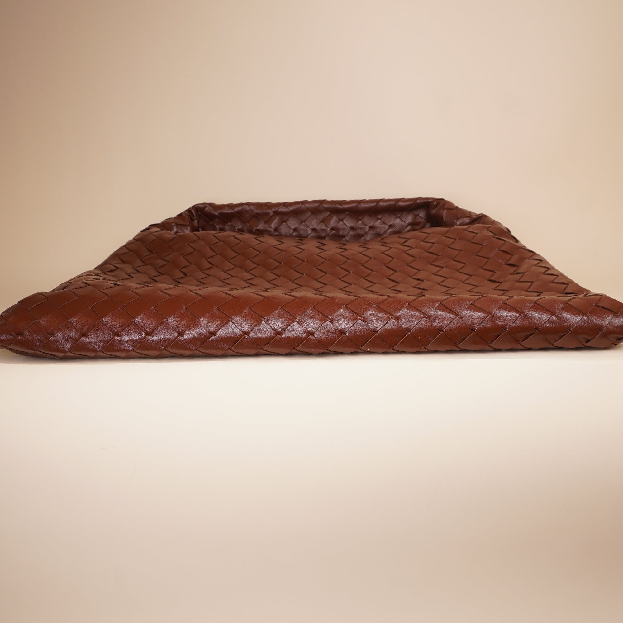 PRE-OWNED Brown Calfskin Intrecciato Hop Sapele Hobo Shoulder Bag