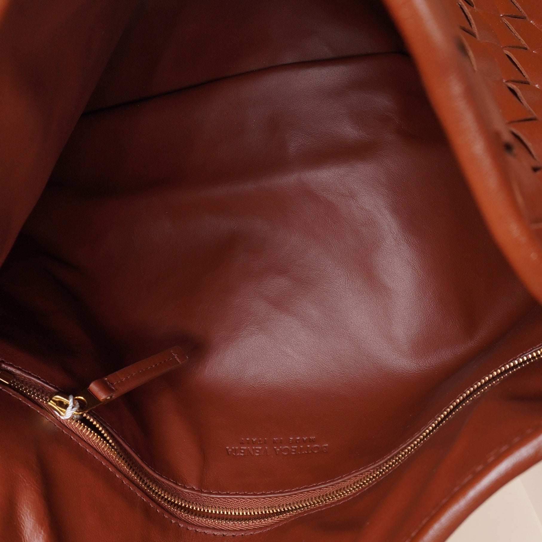 PRE-OWNED Brown Calfskin Intrecciato Hop Sapele Hobo Shoulder Bag