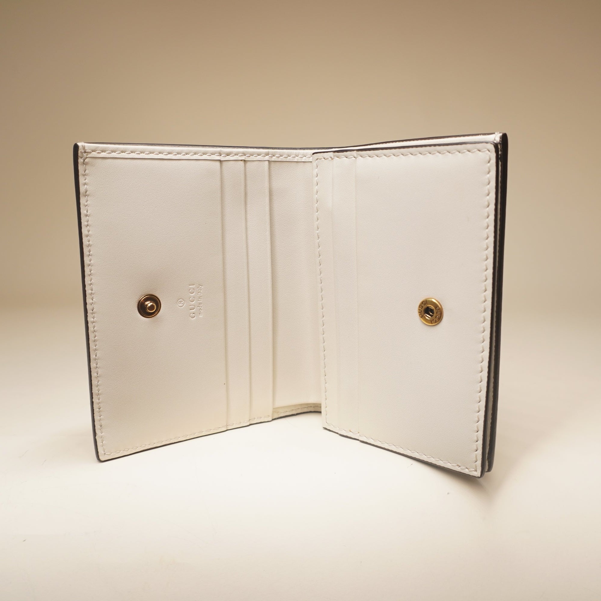 PRE-OWNED Guccissima Cherries Card Case Wallet White