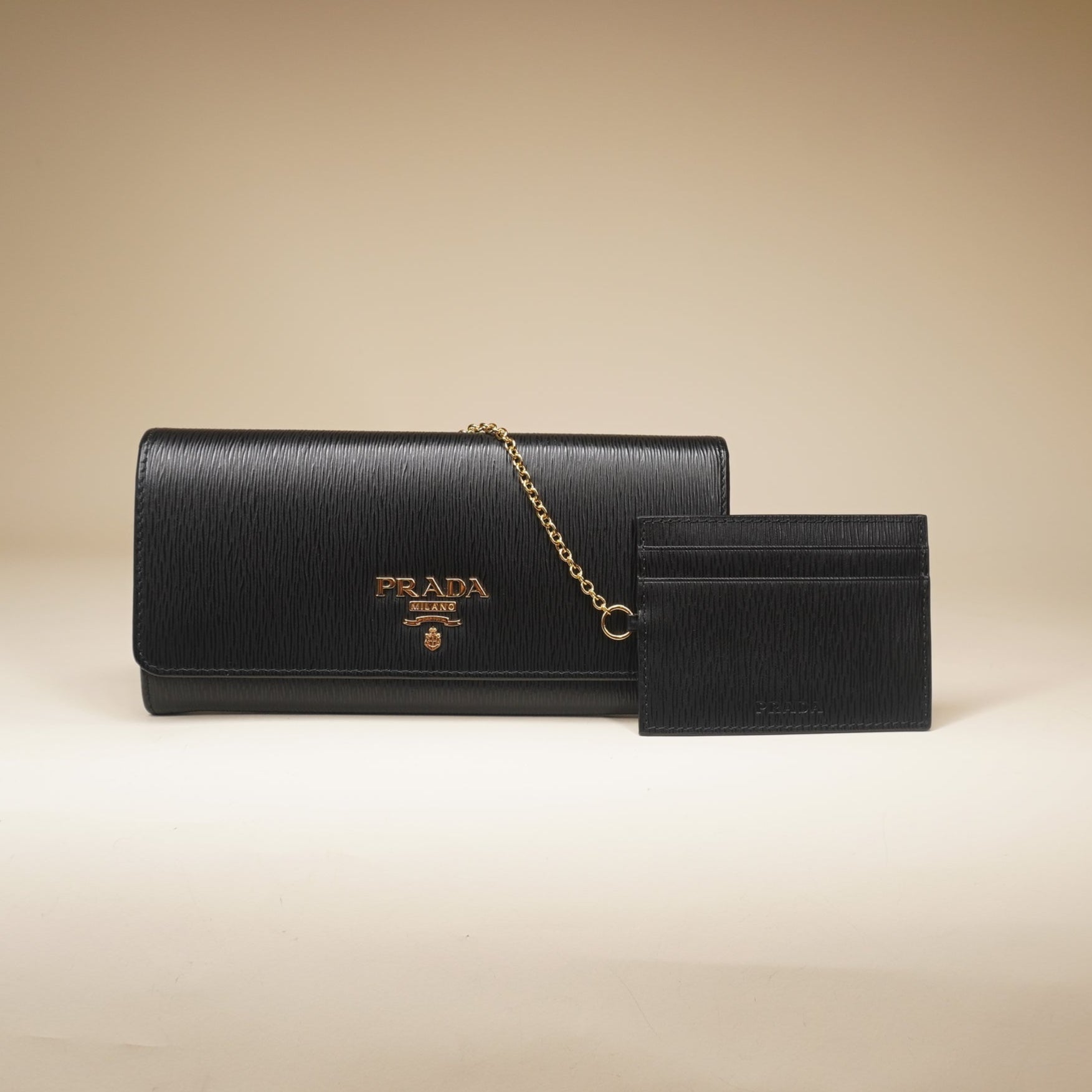 PRE-OWNED Saffiano Long Wallet Black 