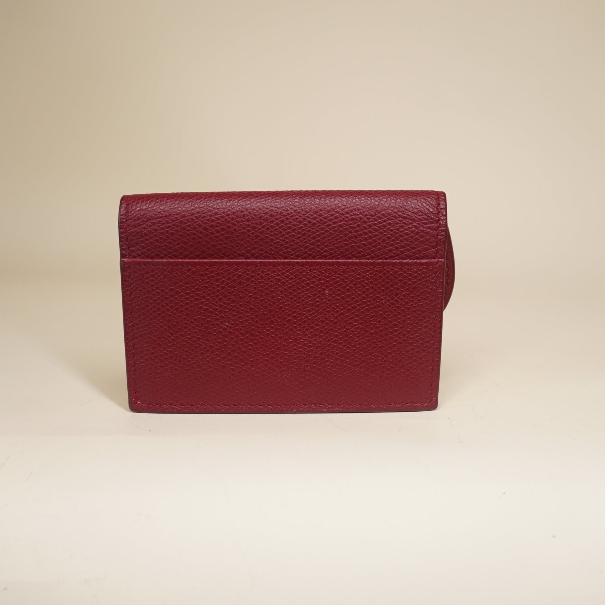 PRE-OWNED Goatskin Saddle Card Holder Burgundy