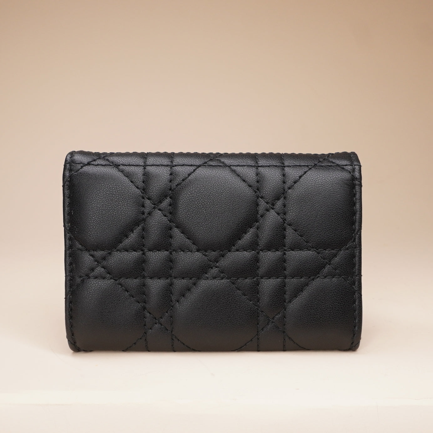 PRE-OWNED Black Lambskin Cannage My Dior Veronia Wallet