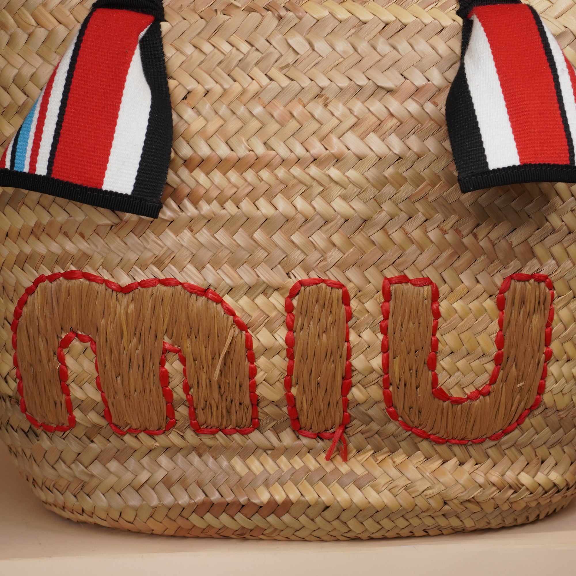 PRE-OWNED Raffia Cream Straw Handbag Basket Bag