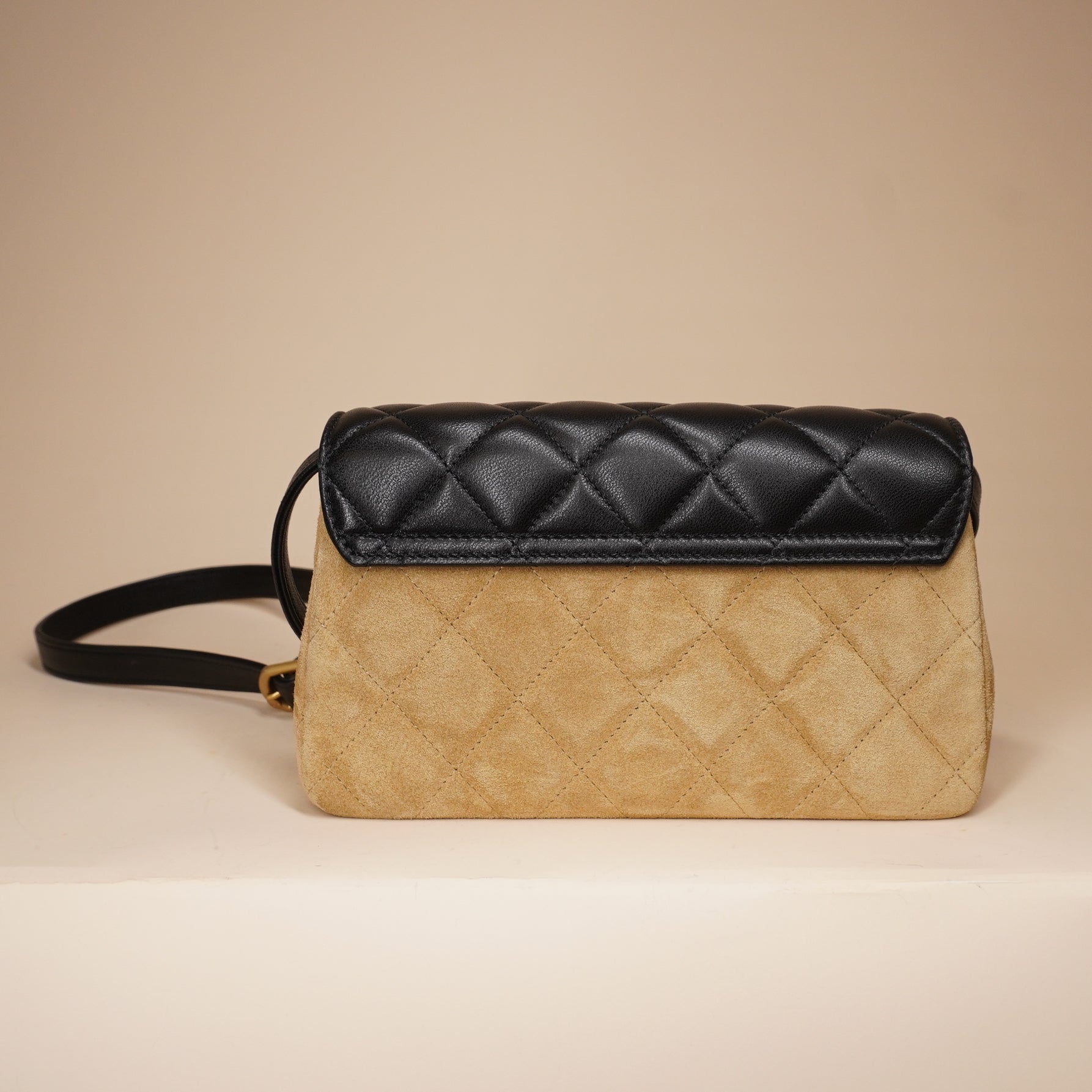 PRE-OWNED CC Uniform Bicolor Quilted Lambskin & Suede Bag