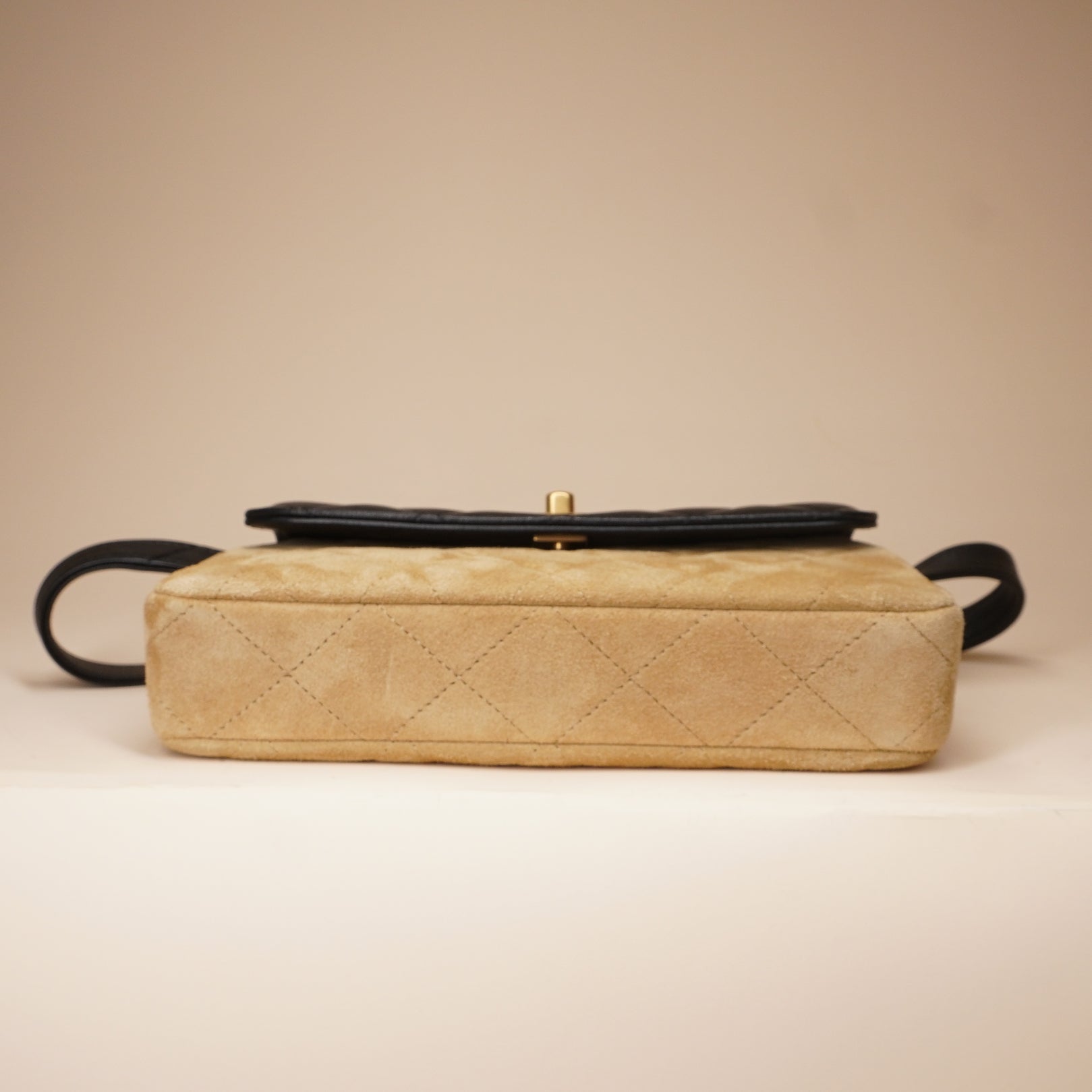 PRE-OWNED CC Uniform Bicolor Quilted Lambskin & Suede Bag