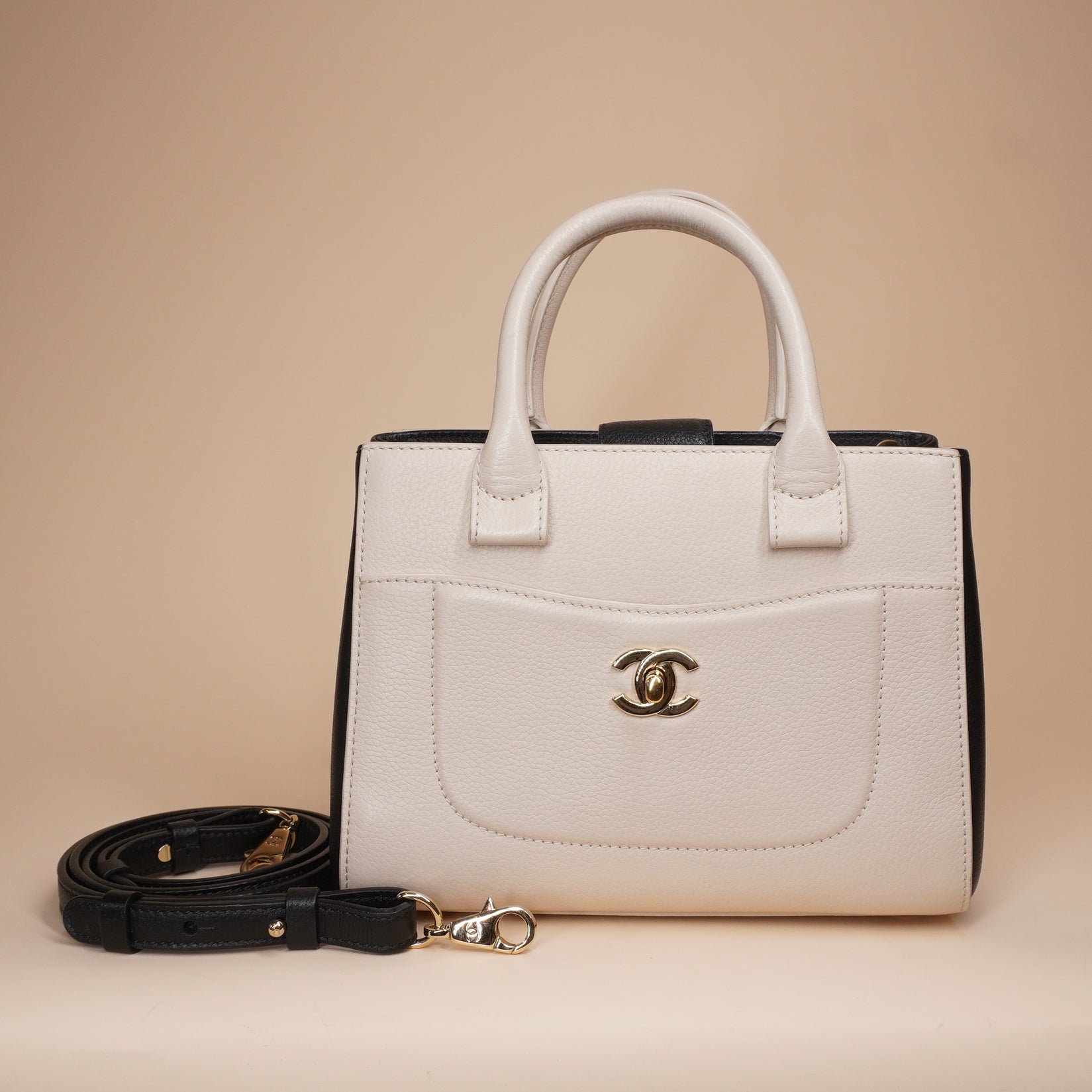 PRE-OWNED CC Bicolor Small Neo Executive Tote Shoulder Bag