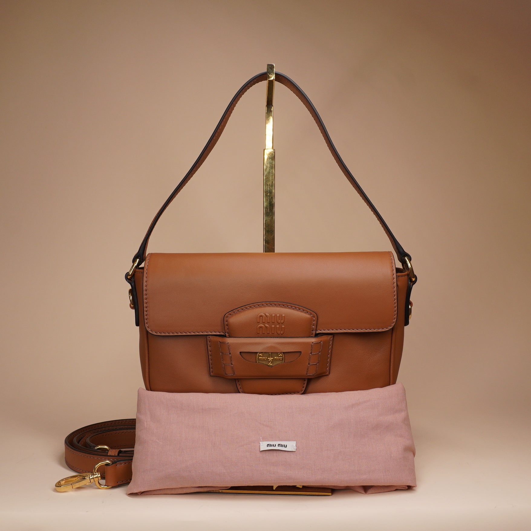 PRE-OWNED Camel Penny Shoulder Bag