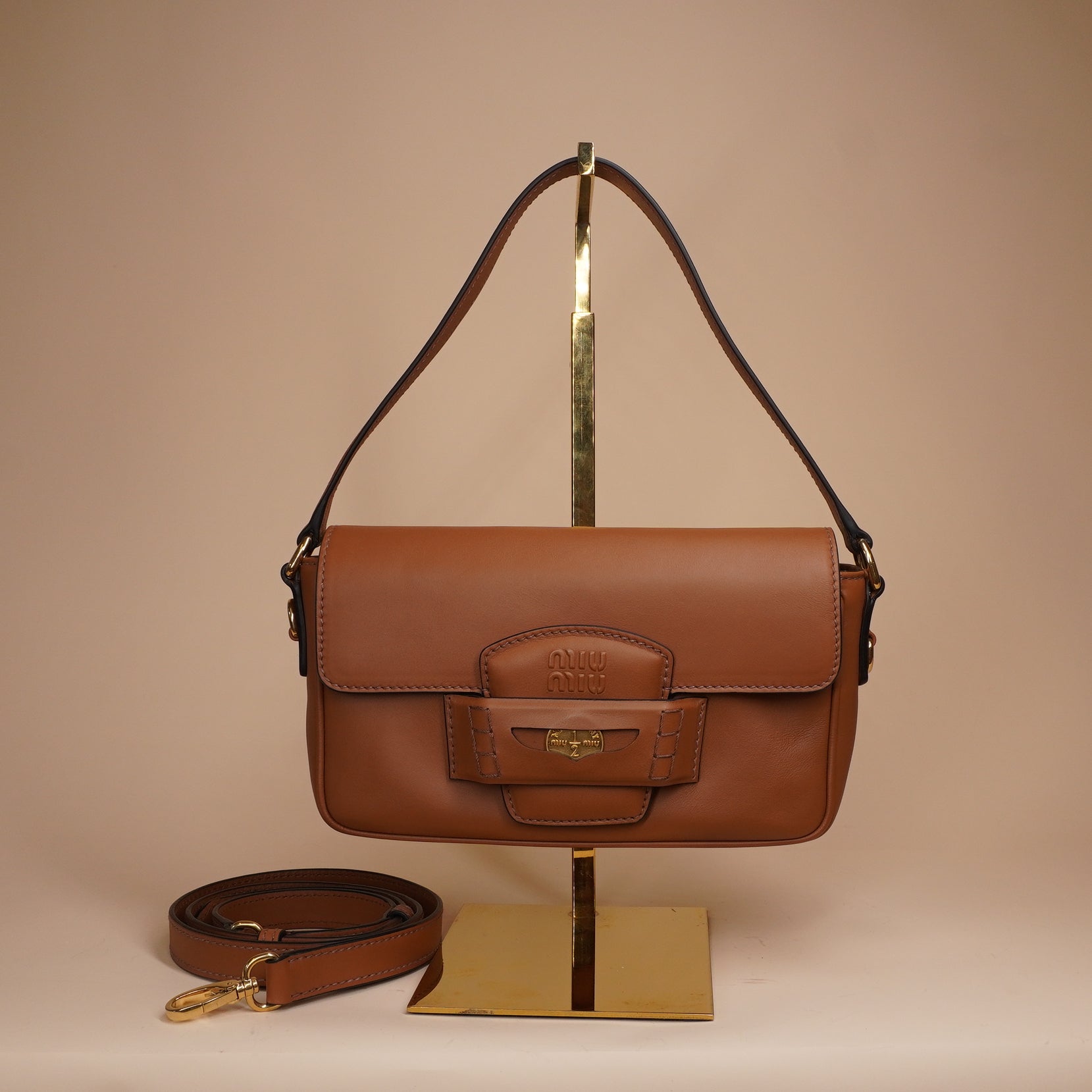 PRE-OWNED Camel Penny Shoulder Bag