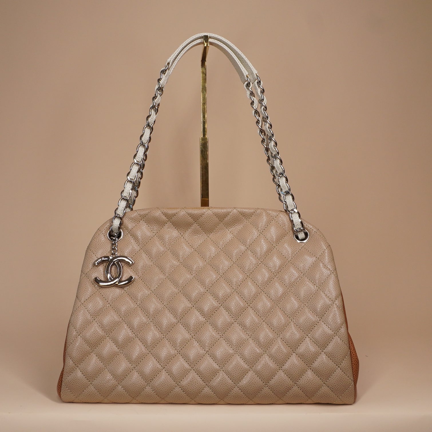 PRE-OWNED CC Caviar Quilted Large Just Mademoiselle Bowling Shoulder Bag