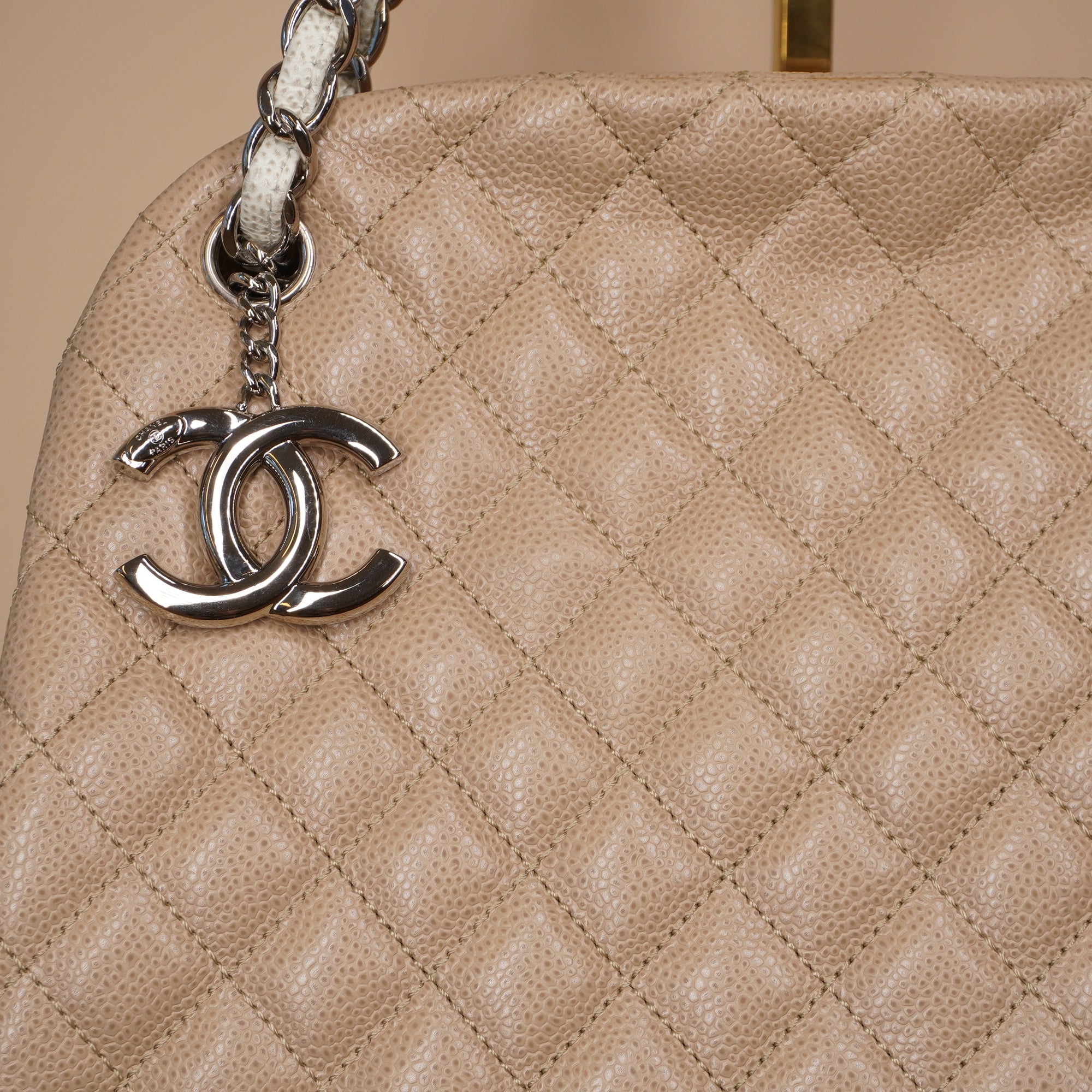 PRE-OWNED CC Caviar Quilted Large Just Mademoiselle Bowling Shoulder Bag