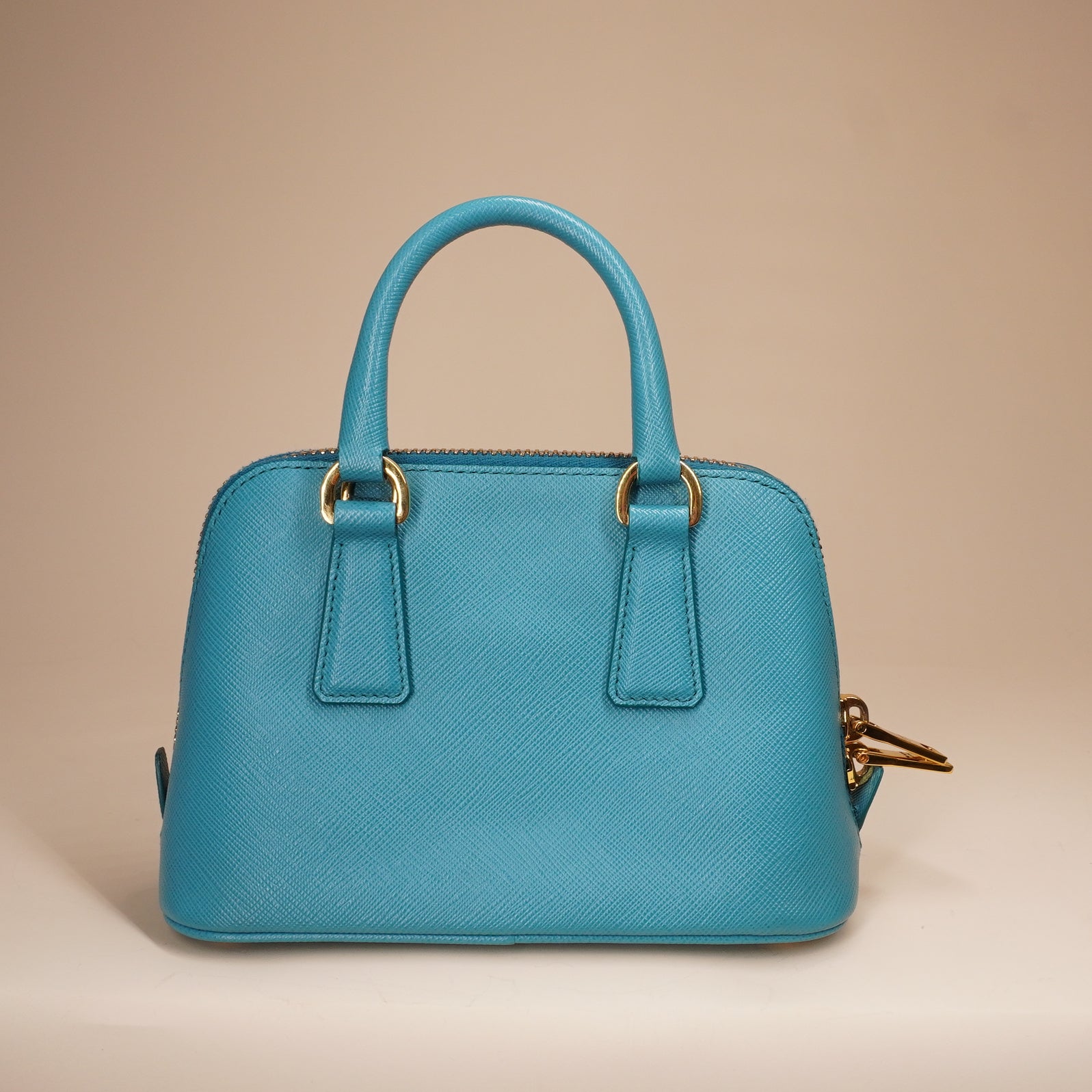 PRE-OWNED Teal Blue Saffiano Leather Mini Promenade Crossbody Bag
