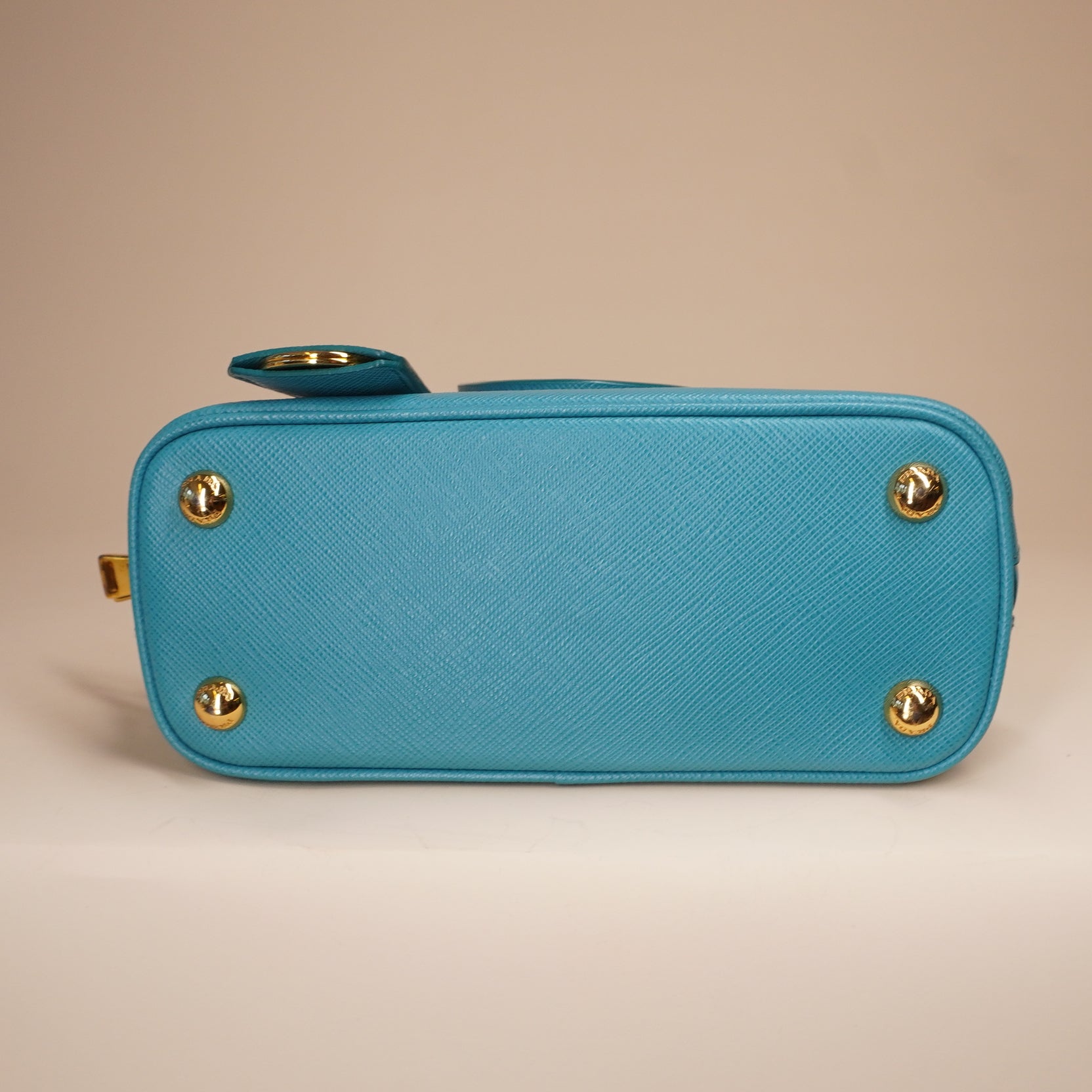 PRE-OWNED Teal Blue Saffiano Leather Mini Promenade Crossbody Bag