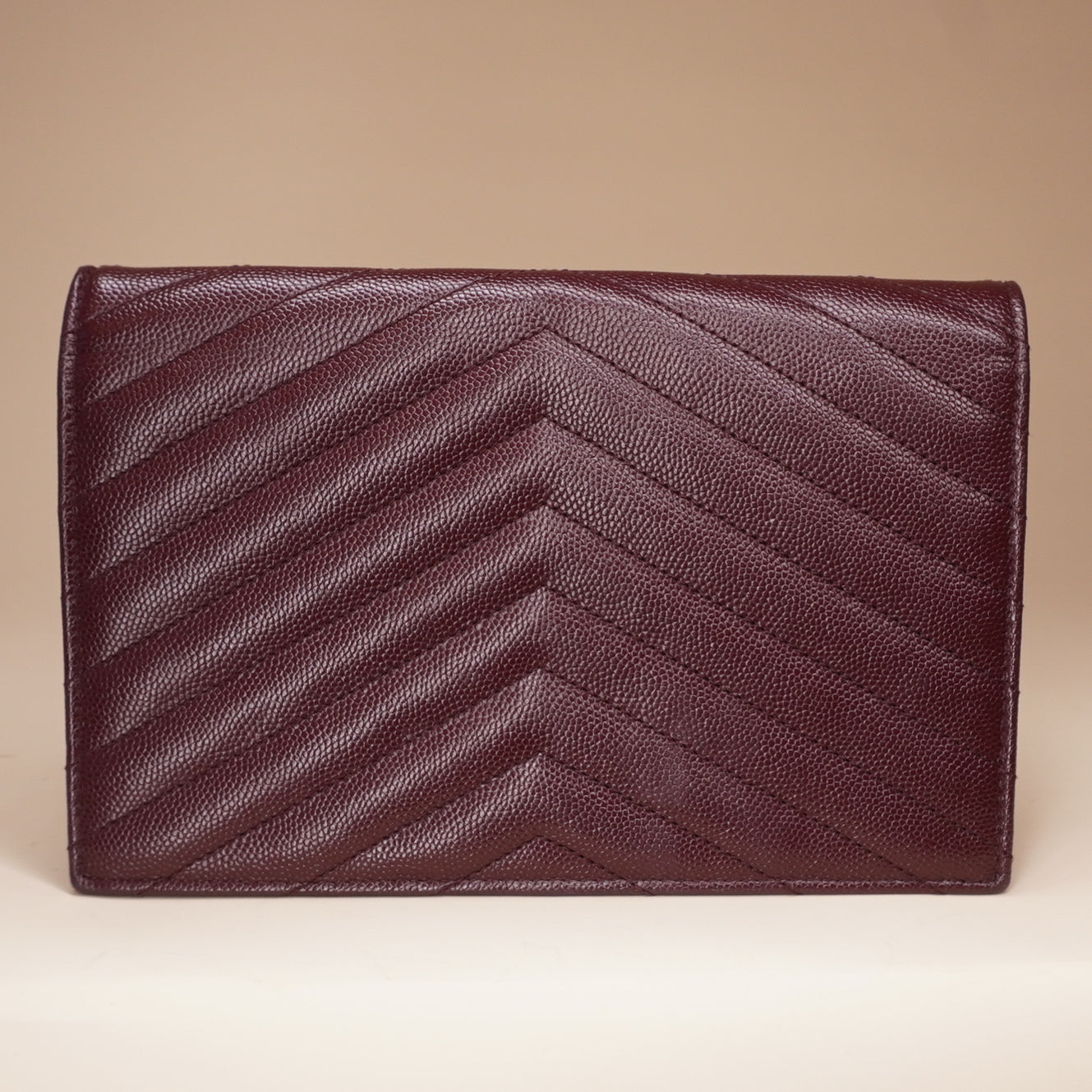 PRE-OWNED Maroon Matelasse Leather Monogram Envelope Wallet on Chain Bag
