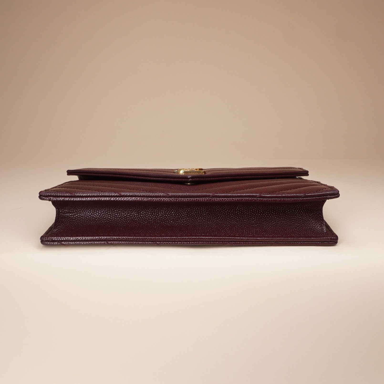 PRE-OWNED Maroon Matelasse Leather Monogram Envelope Wallet on Chain Bag