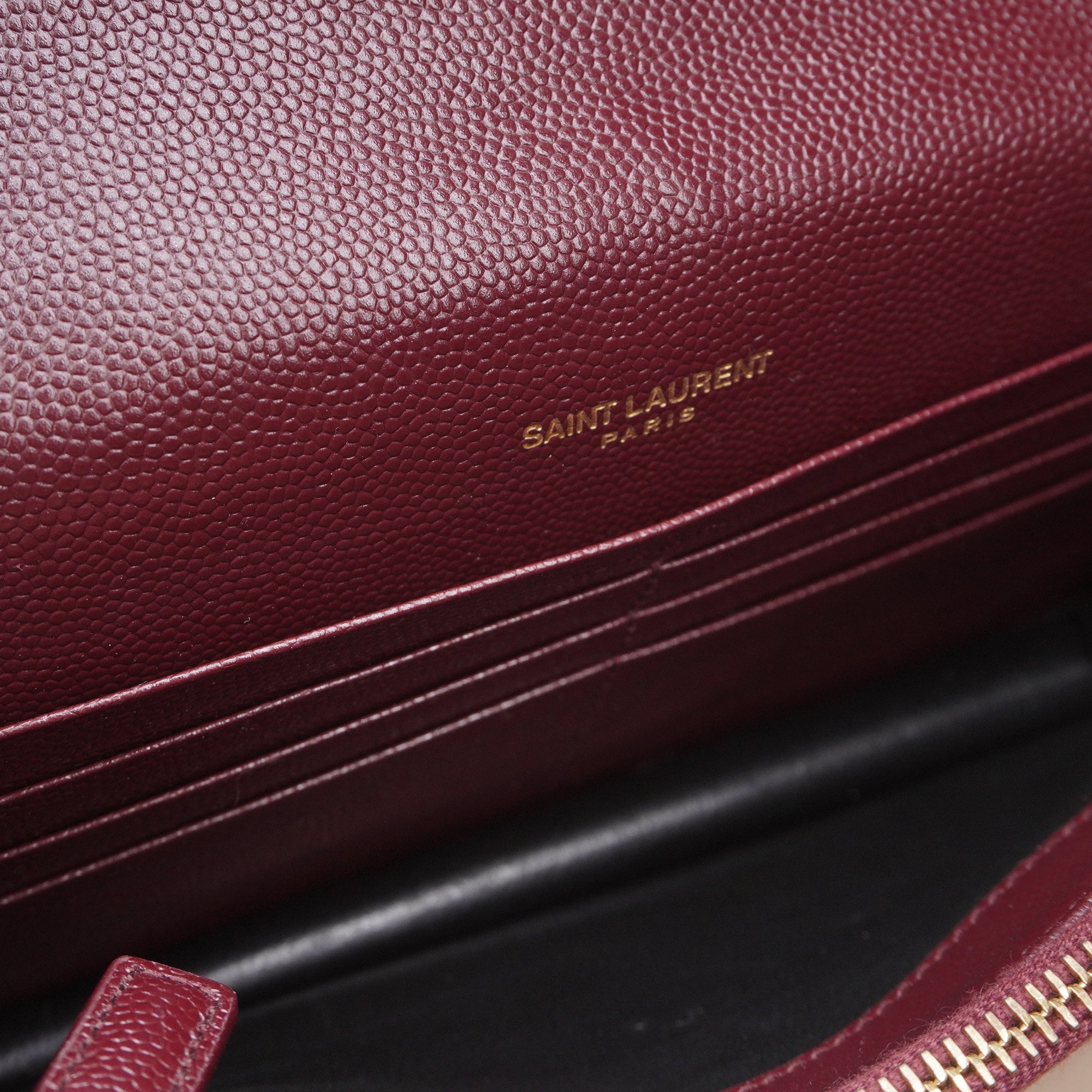 PRE-OWNED Maroon Matelasse Leather Monogram Envelope Wallet on Chain Bag