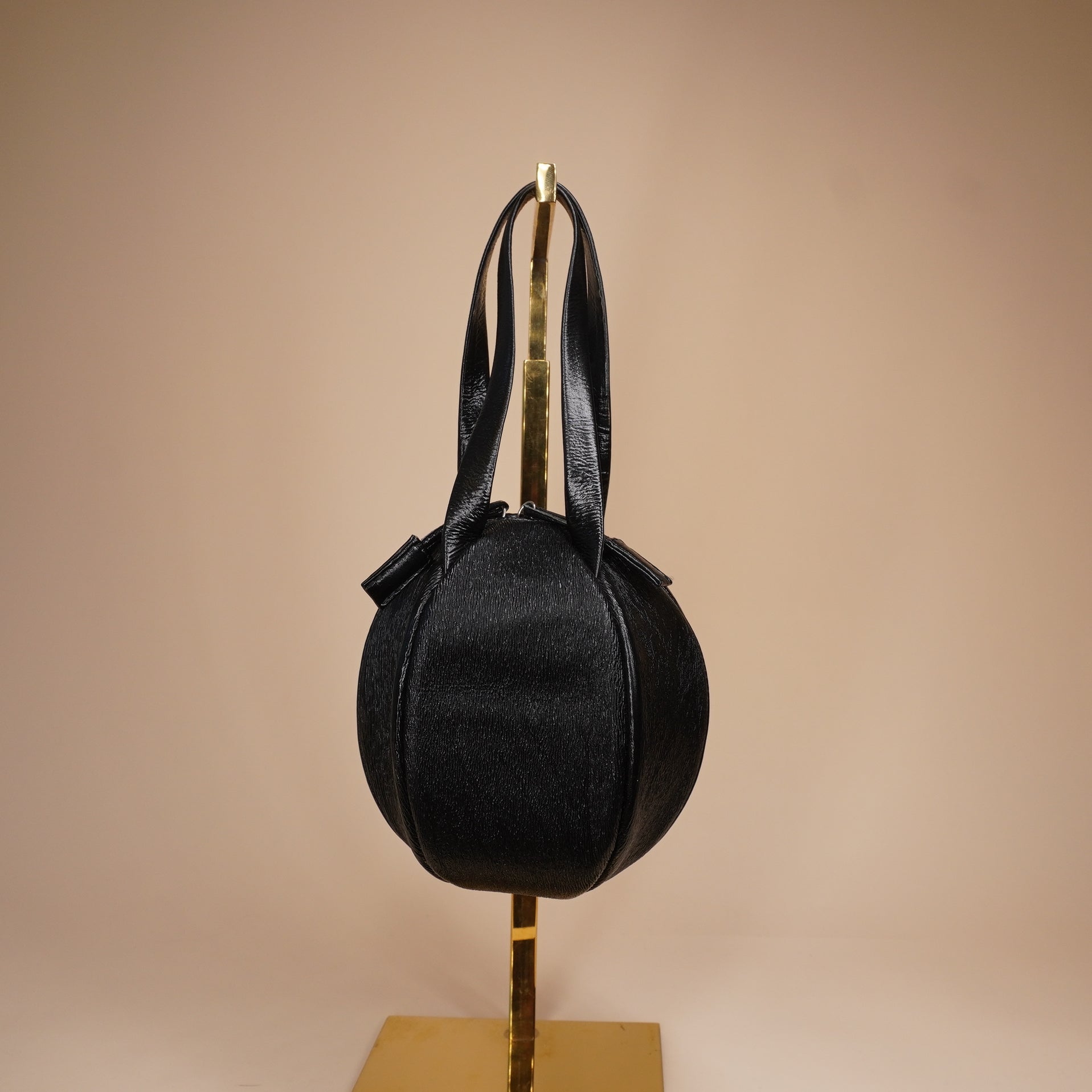 PRE-OWNED Mini Ball Shape Bag Handbag Black