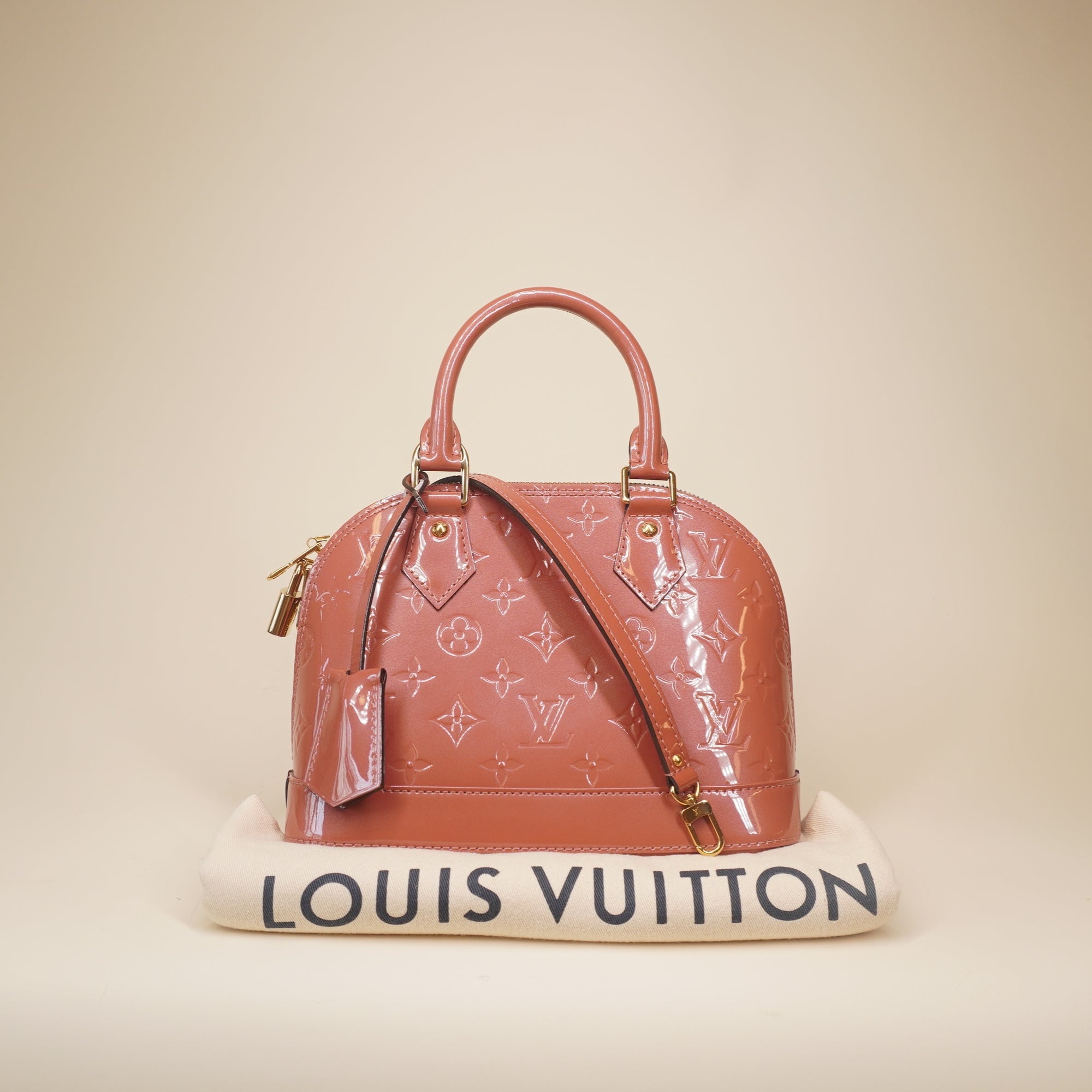 PRE-OWNED Alma BB Dusty Pink Vernis Shoulder Bag