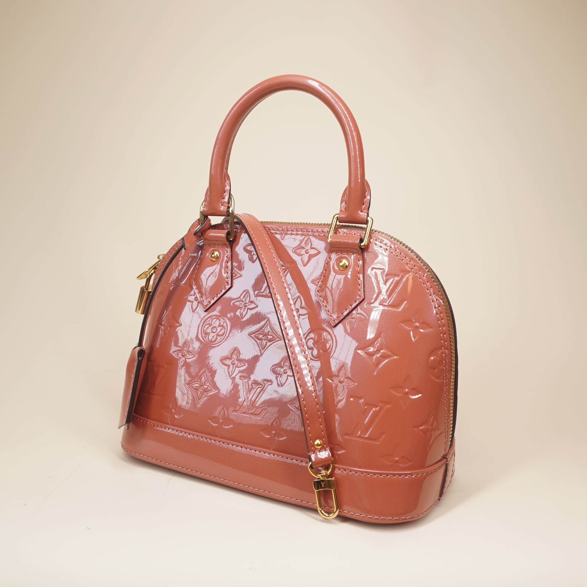 PRE-OWNED Alma BB Dusty Pink Vernis Shoulder Bag
