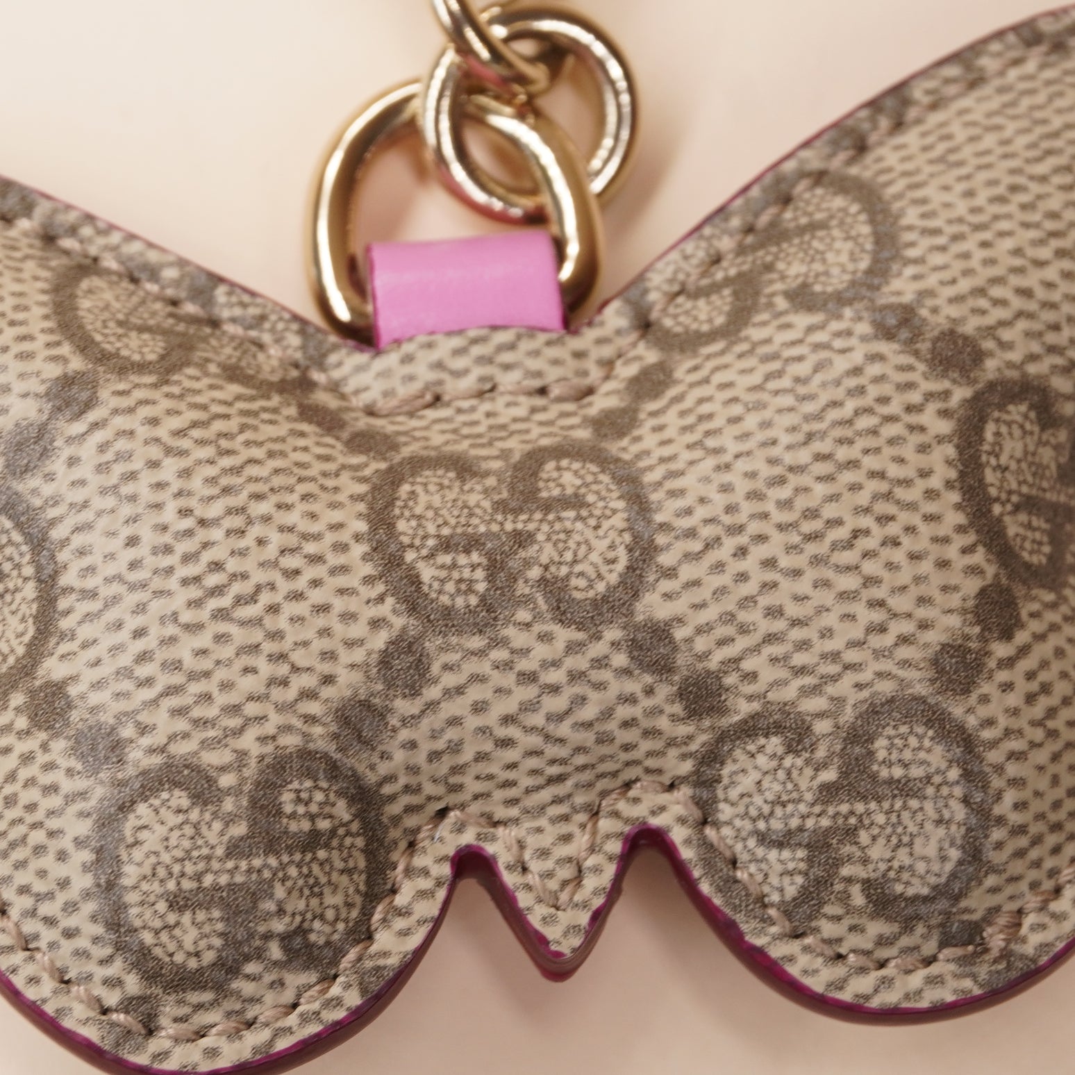 PRE-OWNED GG Butterfly Bag Charm in GG Canvas & Leather