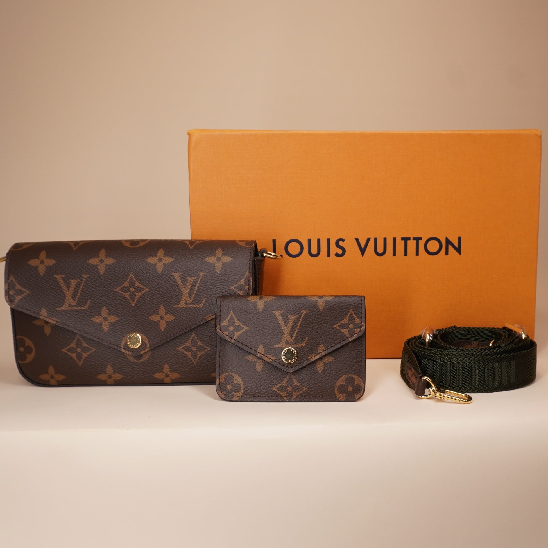 PRE-OWNED LV Felicie Strap & Go Bag in Brown Canvas