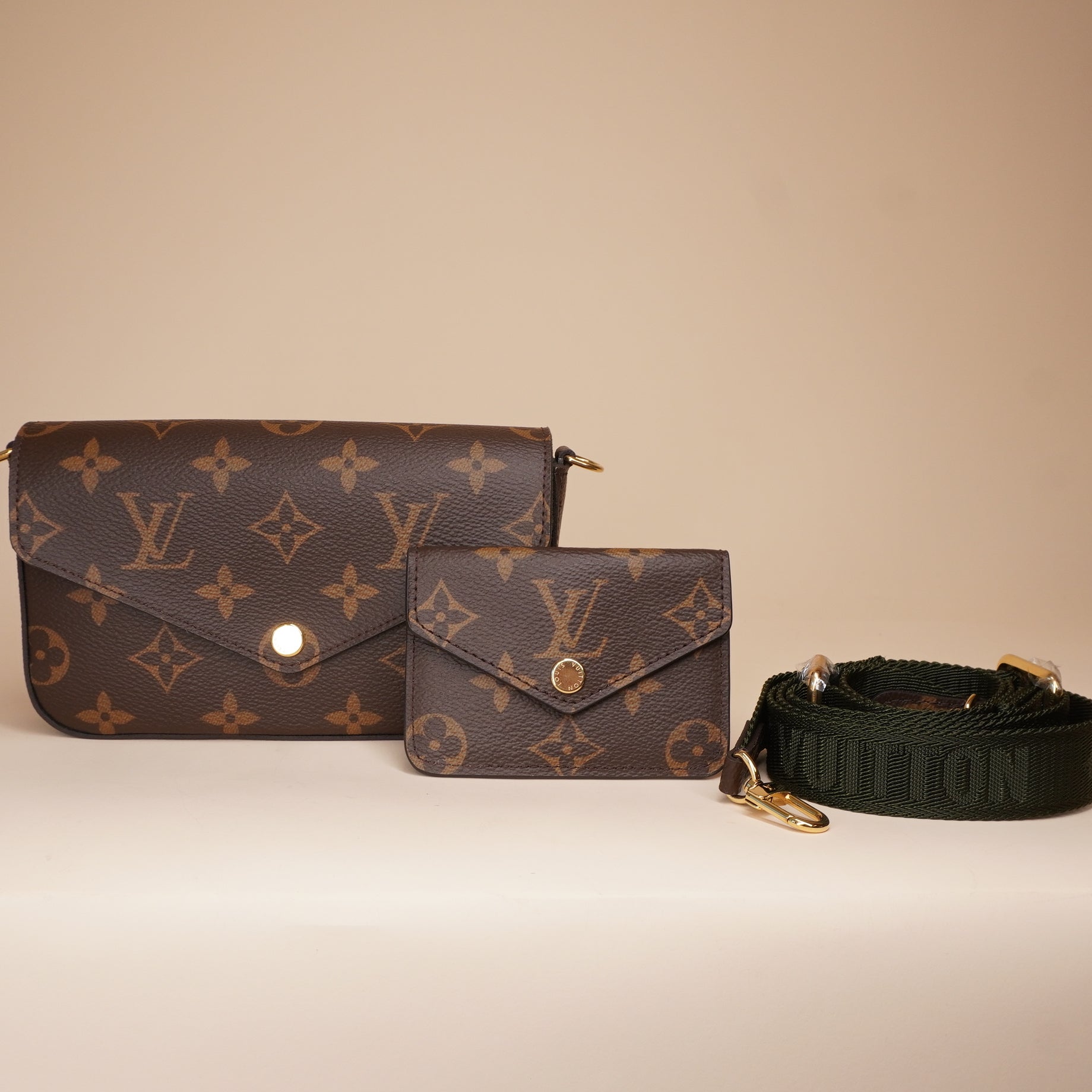 PRE-OWNED LV Felicie Strap & Go Bag in Brown Canvas