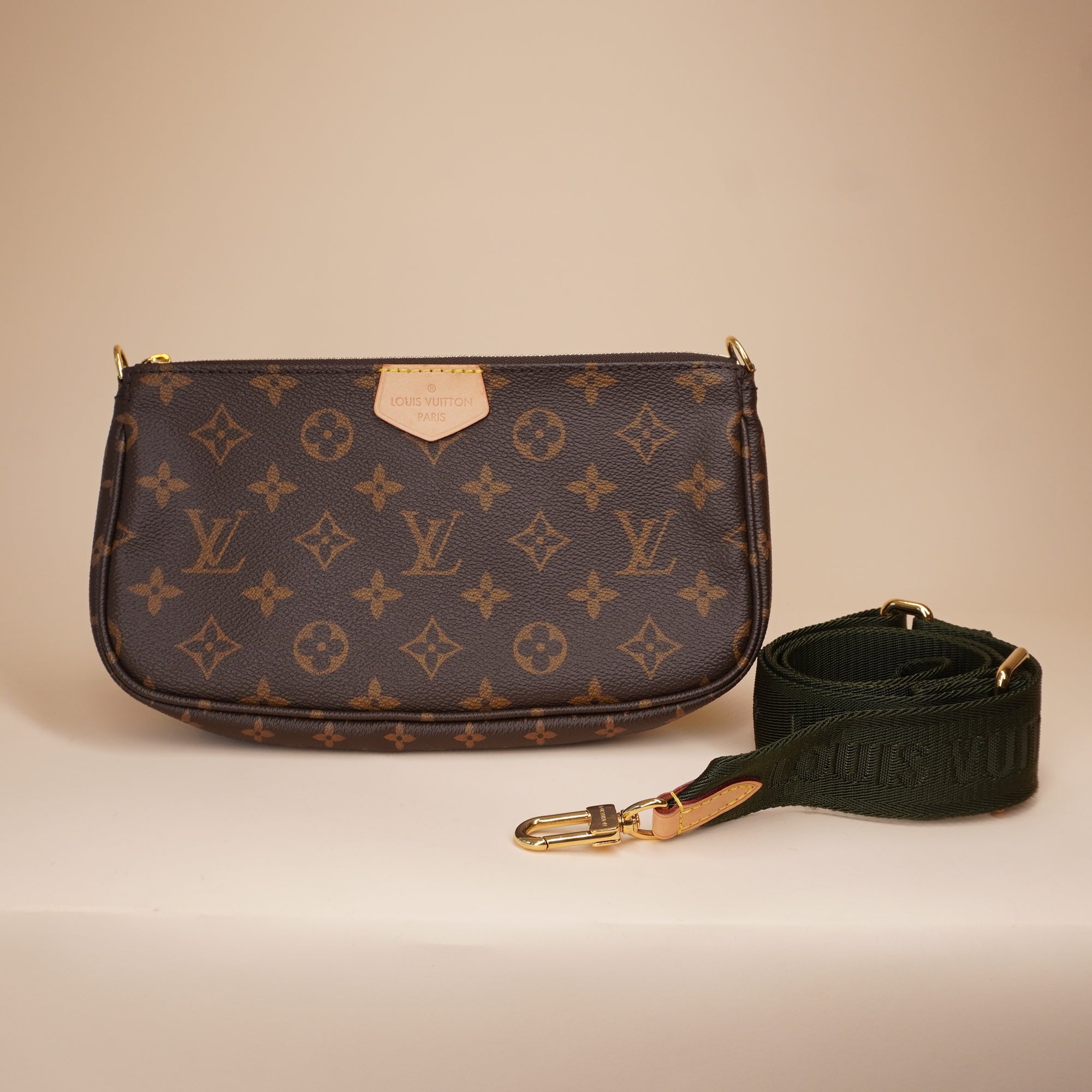 PRE-OWNED LV Monogram Multi Pochette Accessories Khaki
