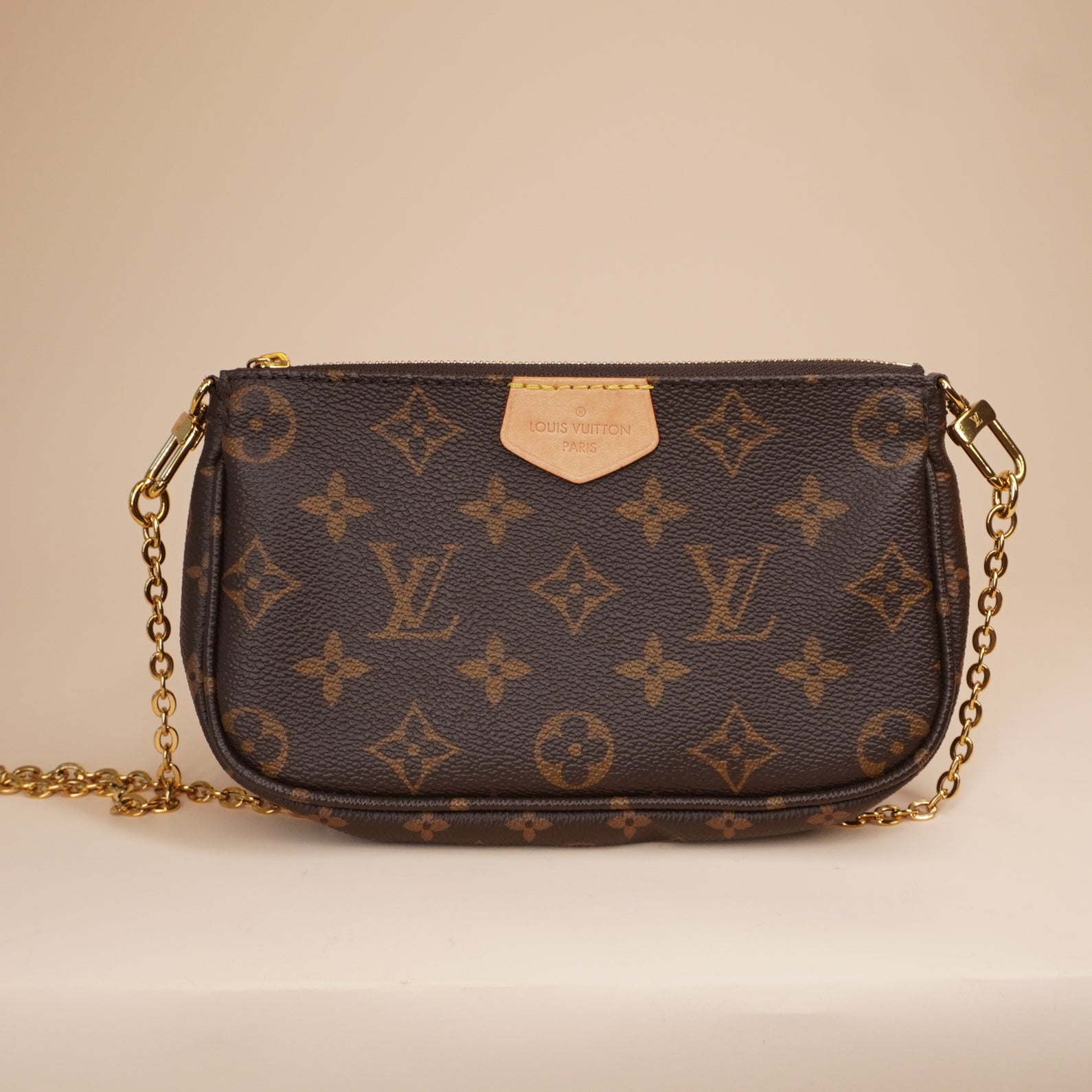 PRE-OWNED LV Monogram Multi Pochette Accessories Khaki