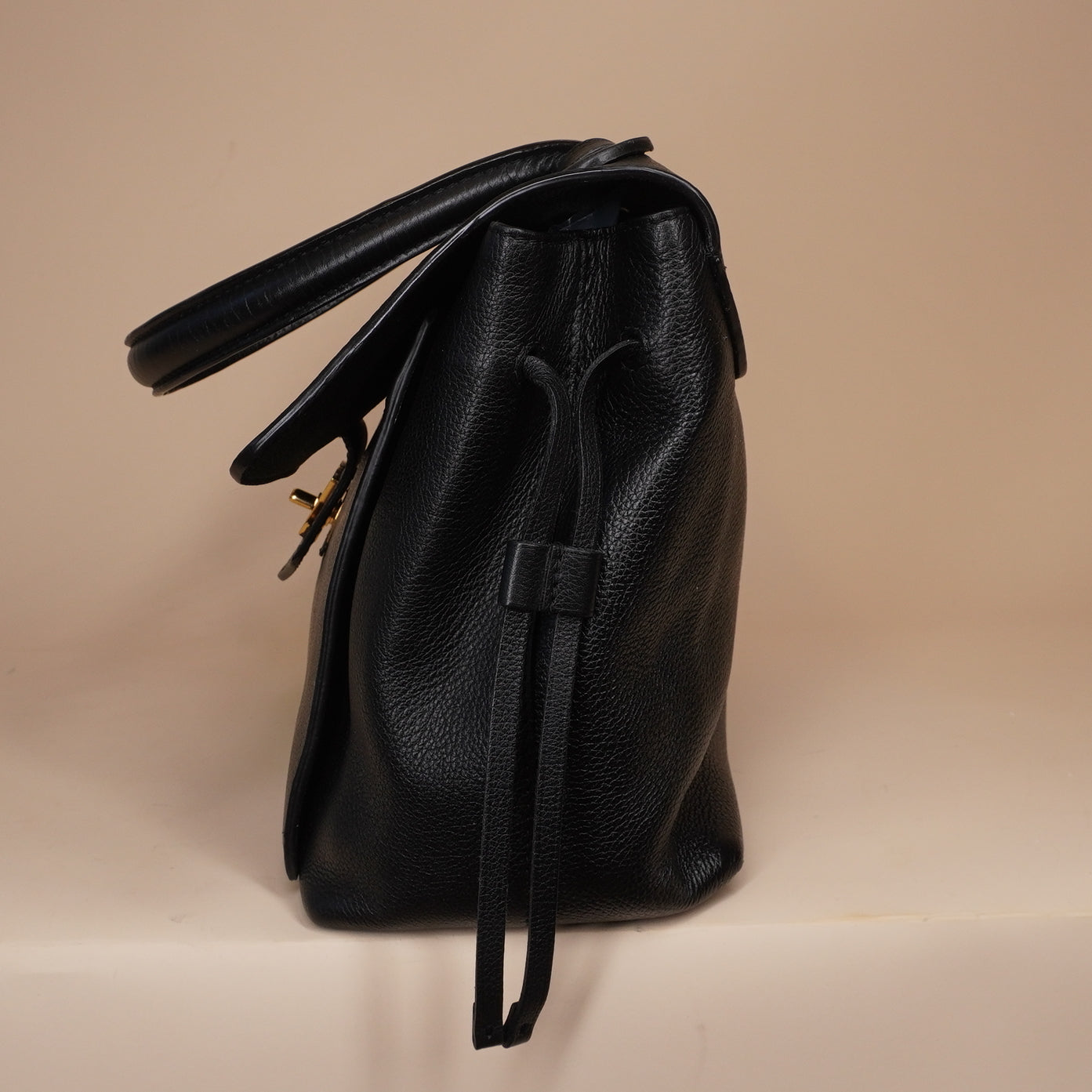 PRE-OWNED LV Black Calfskin Leather Lockme MM Bag