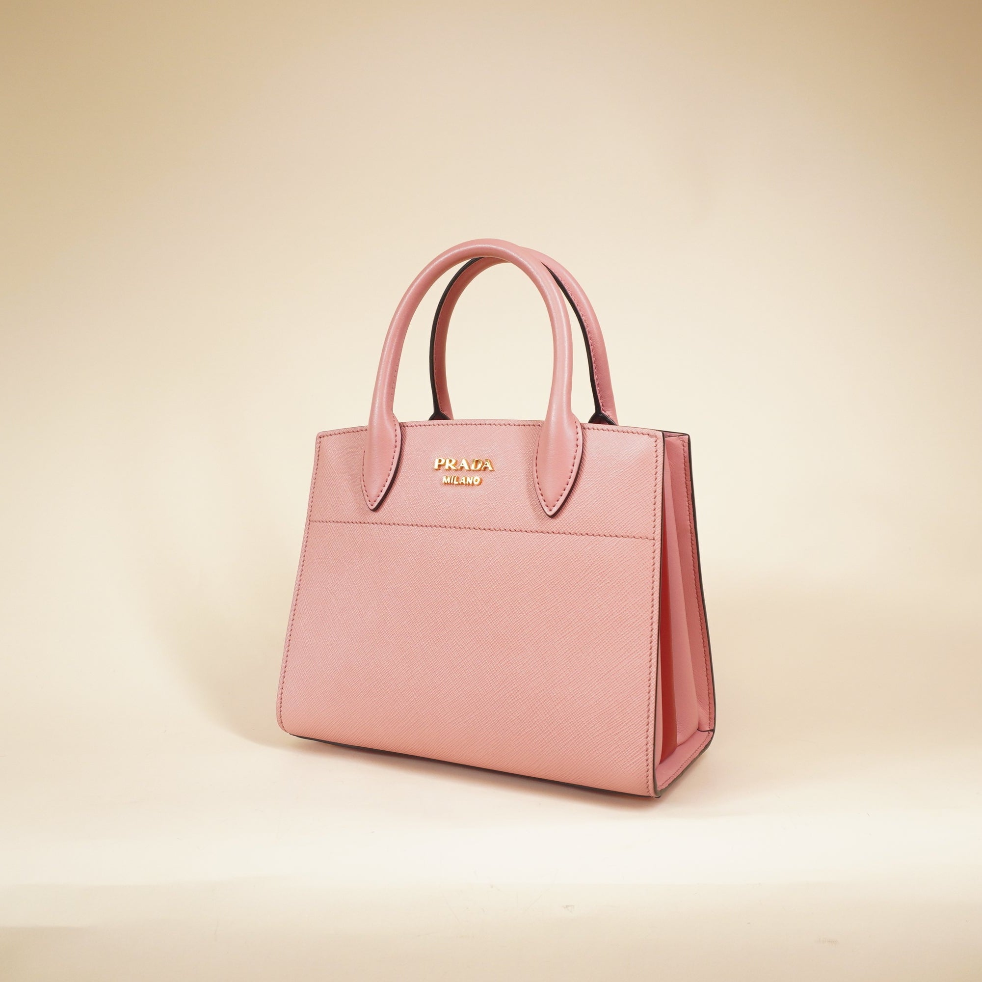 PRE-OWNED Pink Small Bibliothèque Saffiano City Tote Bag