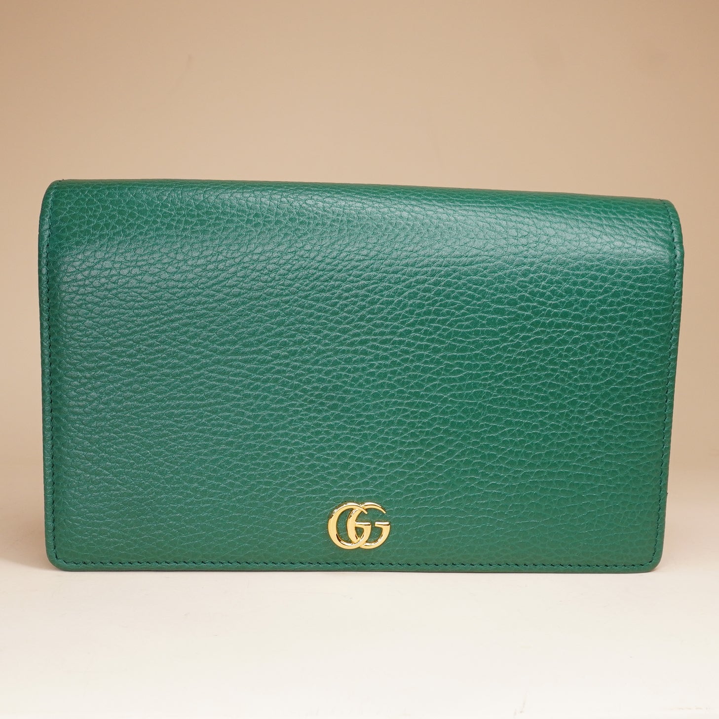 PRE-OWNED Dollar Calfskin Mini GG Emerald Green Crossbody Bag