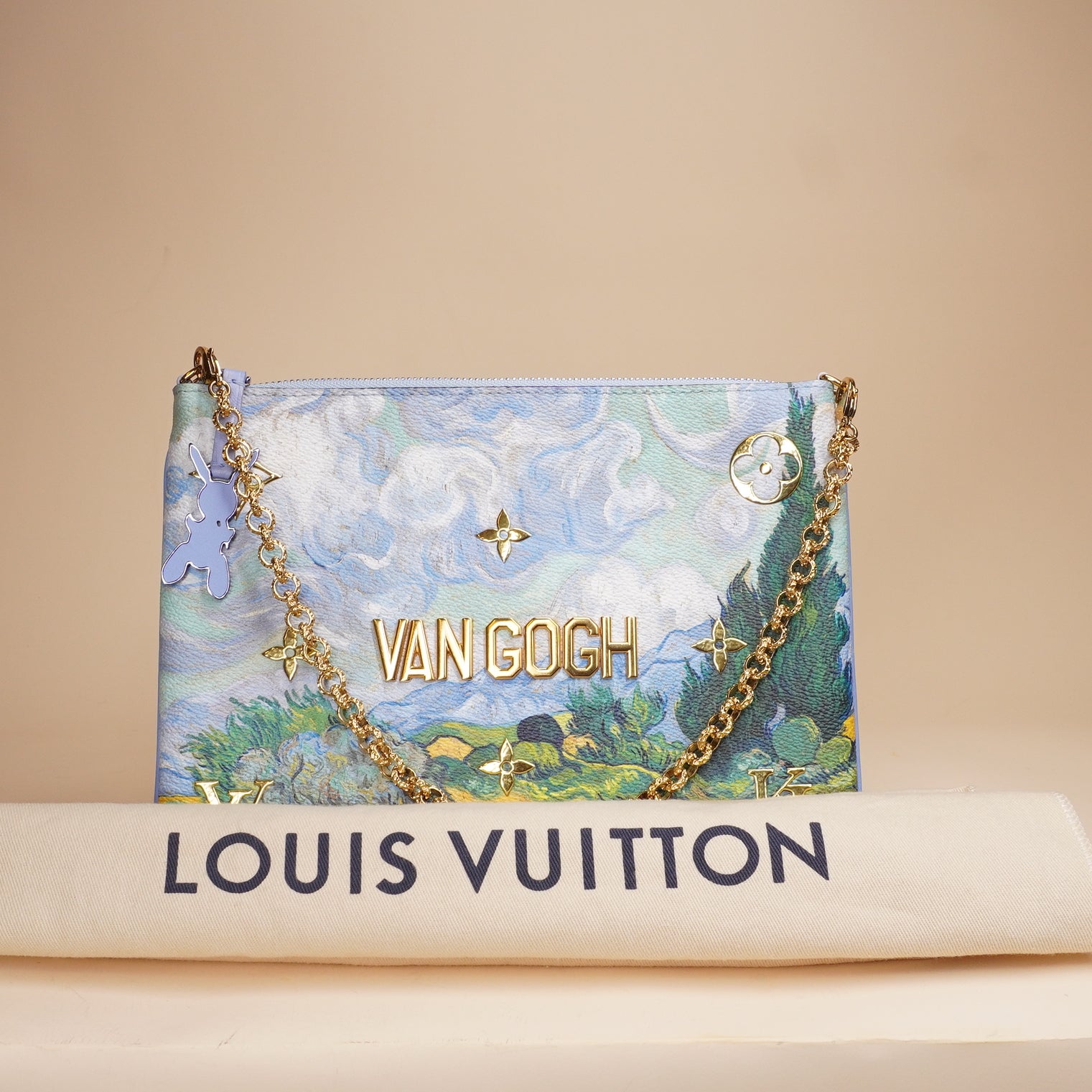 PRE-OWNED LV Limited Edition Coated Canvas Jeff Koons Van Gogh Water Lilies Bag