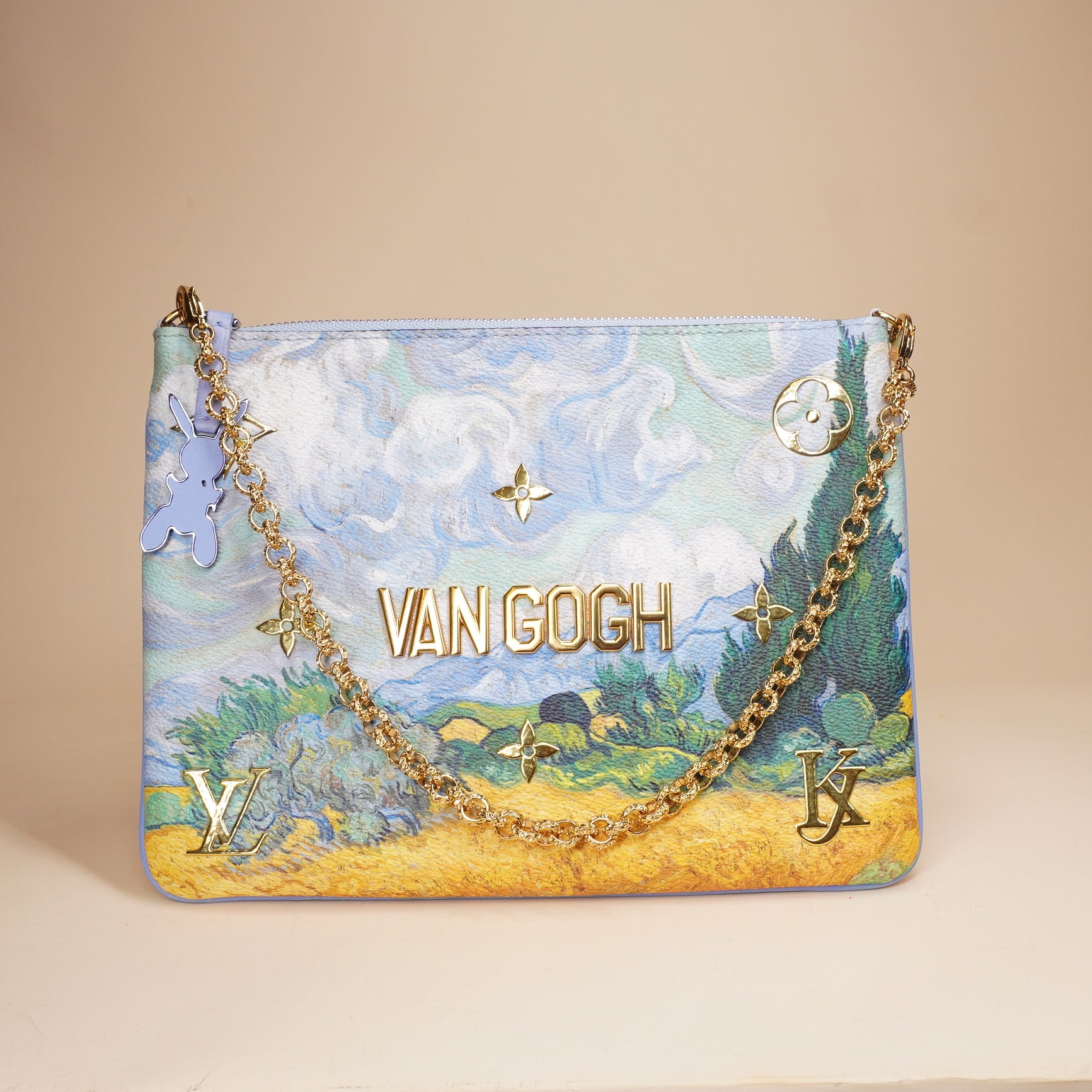 PRE-OWNED LV Limited Edition Coated Canvas Jeff Koons Van Gogh Water Lilies Bag