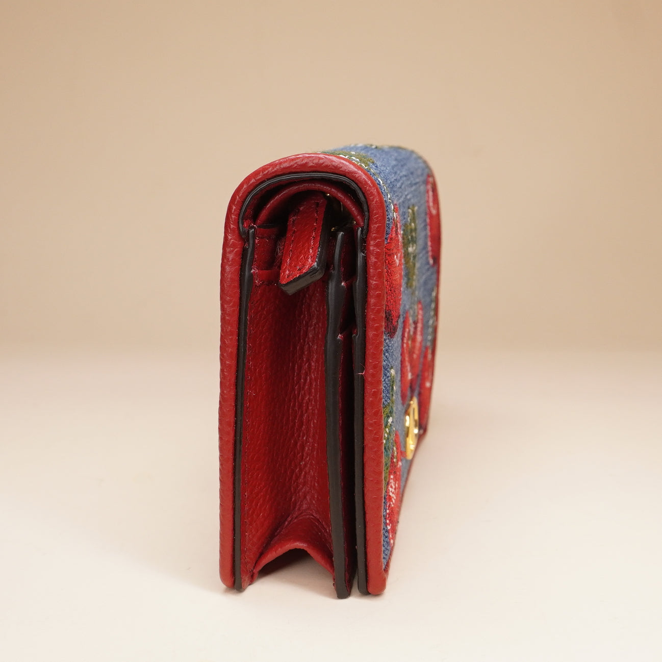 PRE-OWNED VLogo Signature Denim Cherryfic Wallet